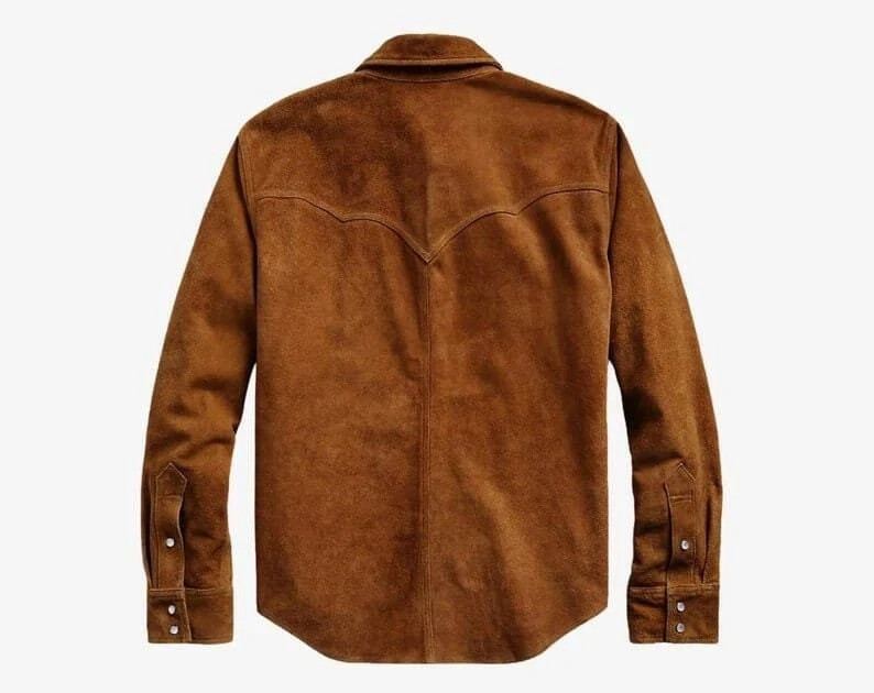 Men Suede Leather Trucker Premium Western Wear Shirt – Suede Leather Shirt