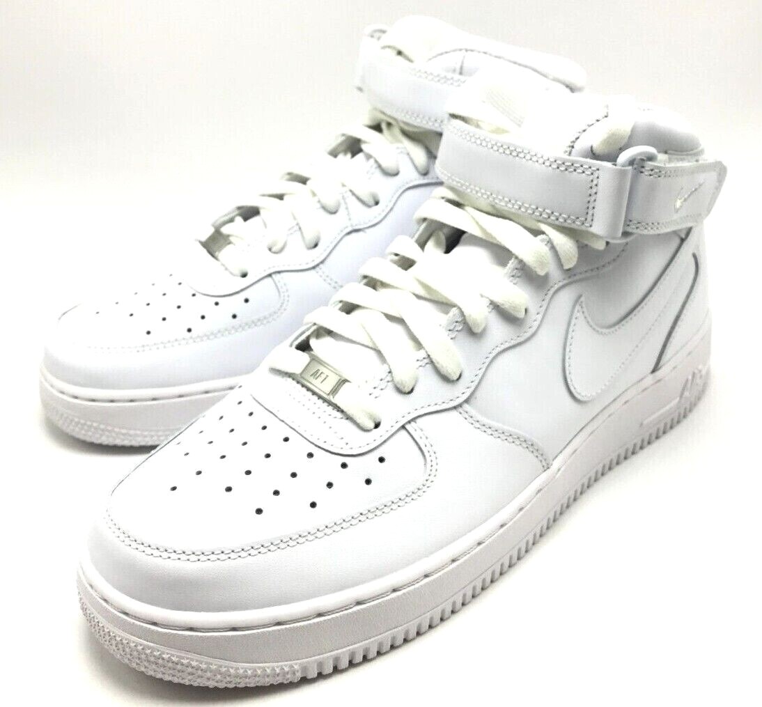 *NEW* Men Nike Air Force 1 Mid ’07 Leather Triple White (CW2289 111)