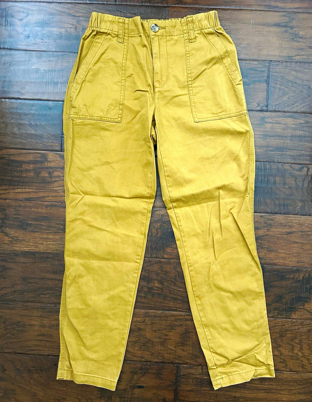 Old Navy Women’s XS Tan Twill Cotton Cargo Pants Elastic Waist Pockets