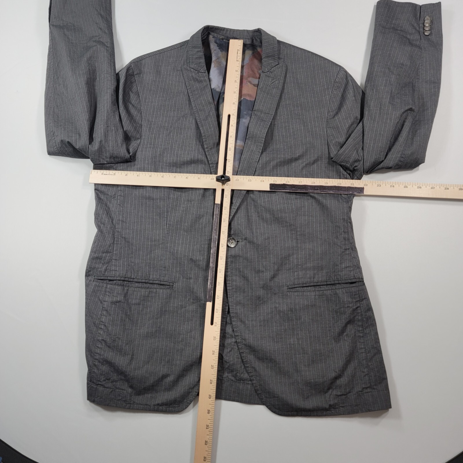 Kroon Lightweight Sport Coat Mens 42R 42 Grey Stripe Cotton Jagger