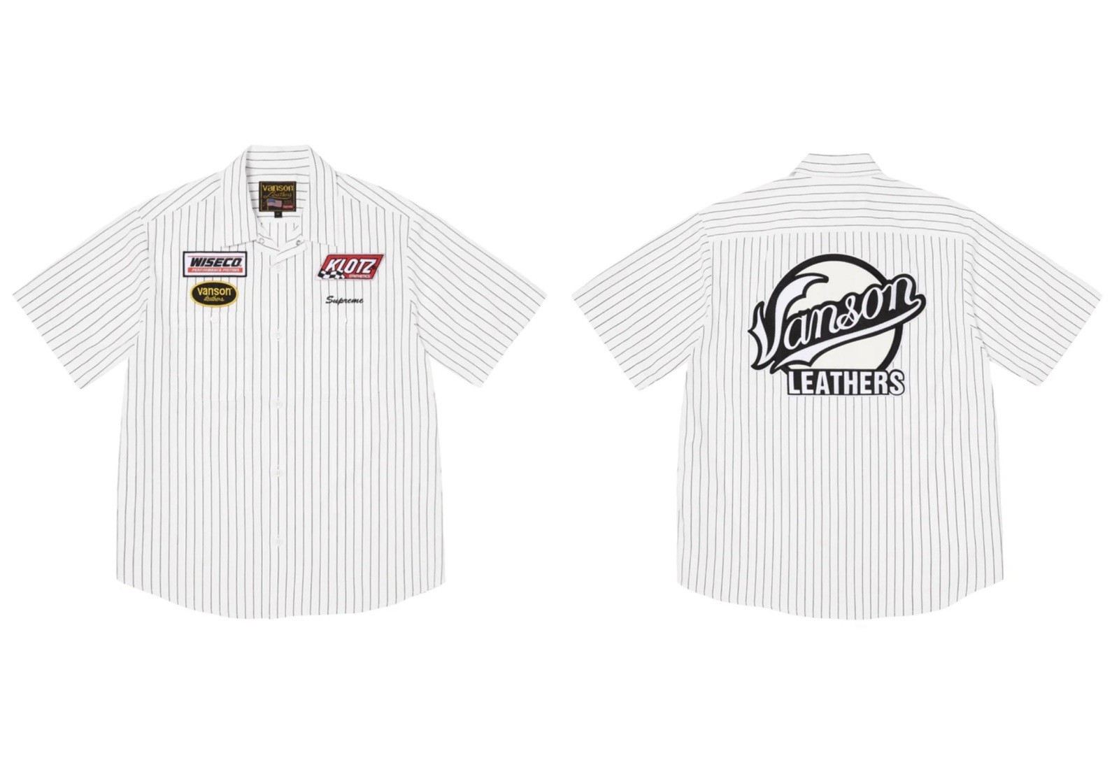 Supreme x Vanson Leathers Work Shirt White Black Stripe Button Up – Size Medium