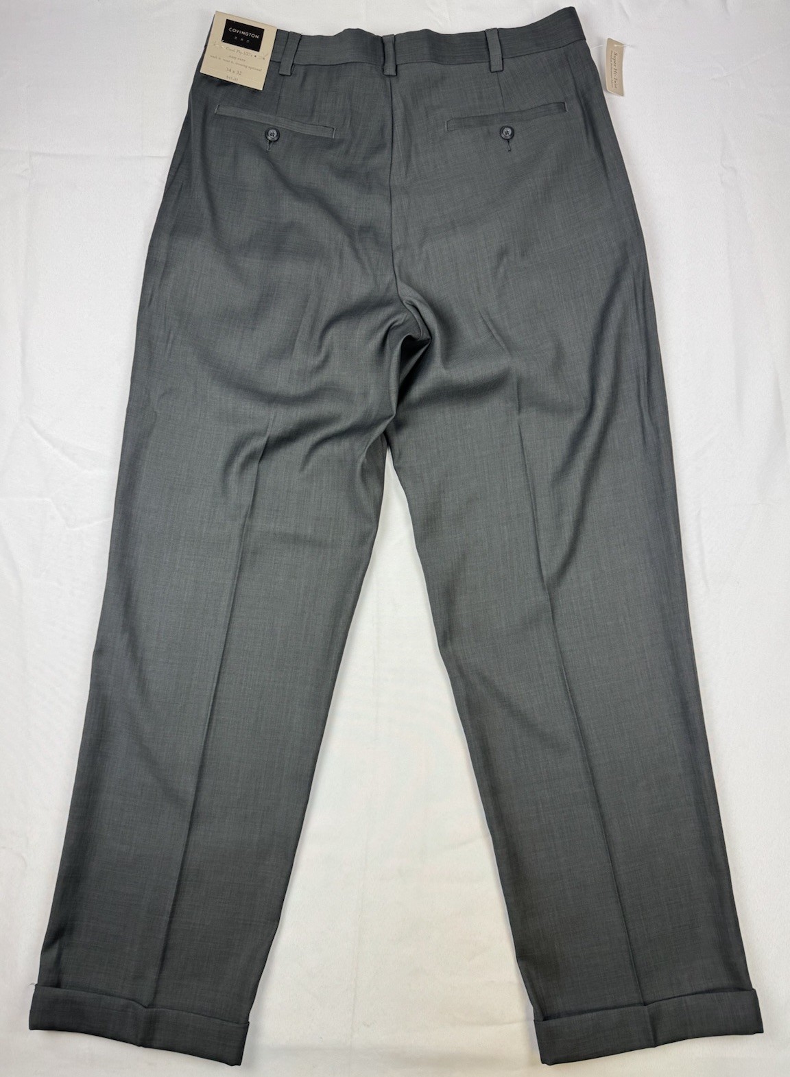Covington Men’s Cool Ply 100s Formal Dress Pants 34×32 Pleated Super Hi-Twist