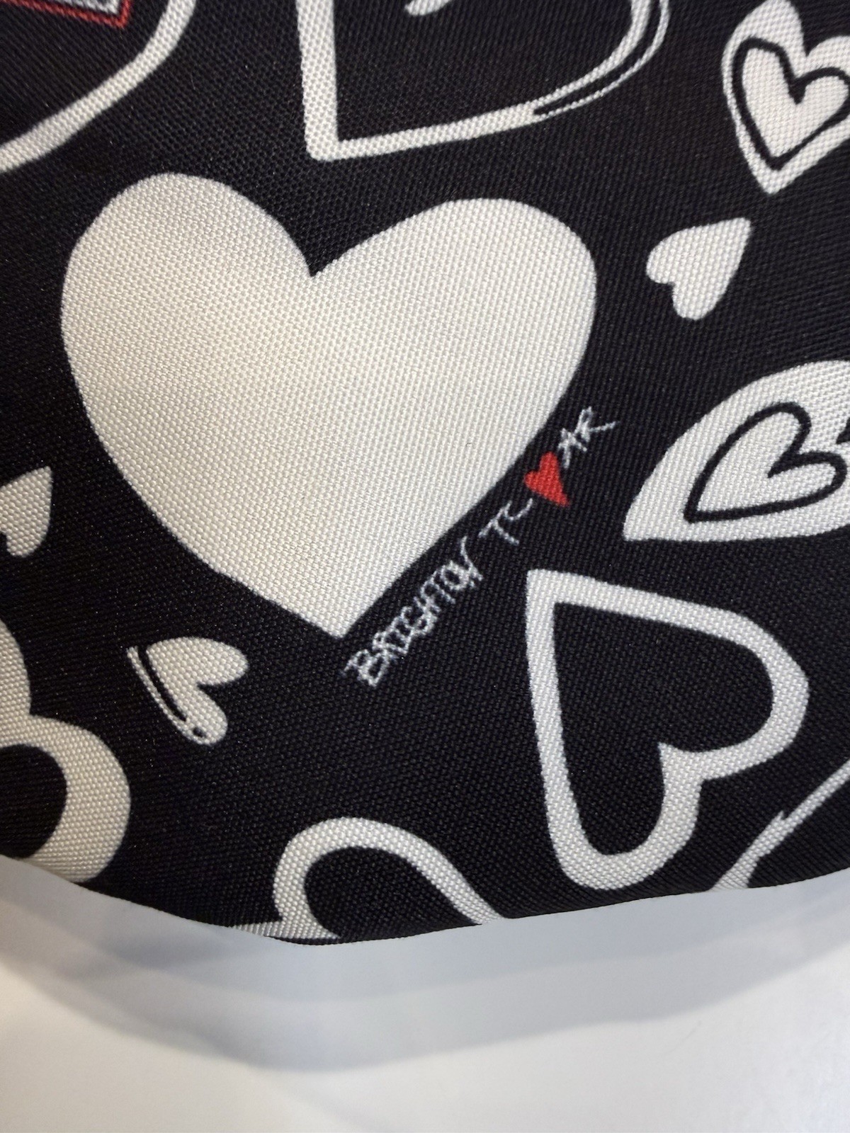 Brighton Endless Love Belt Bag Fanny Pack Black White Hearts Excellent