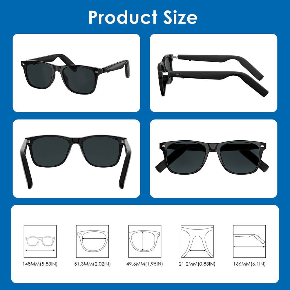 Bluetooth Smart Glasses with Speakers Eyewear Music translator Headphones Green