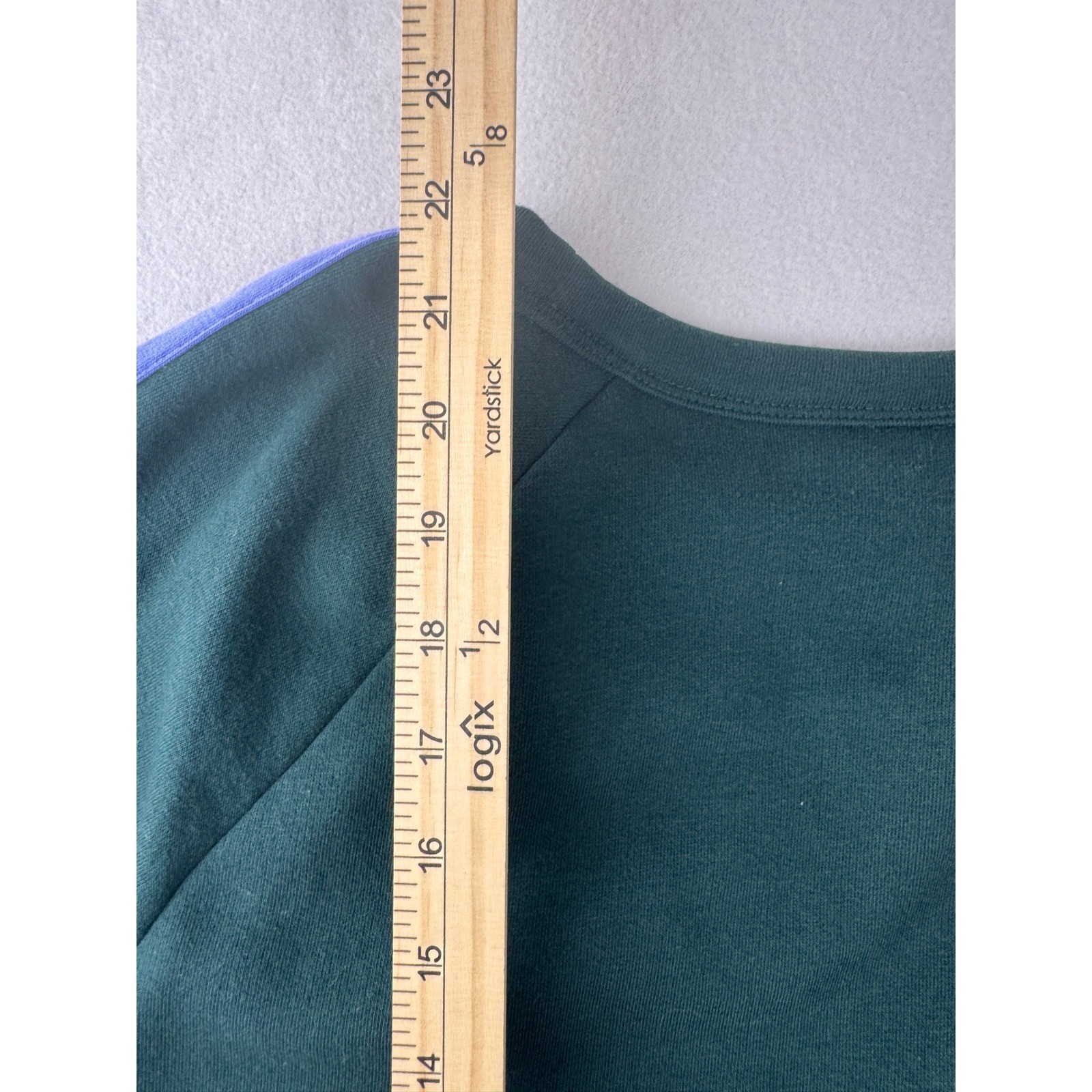 Lou & Grey Women’s Small Cropped Sweatshirt Green Purple Stripe Pullover Top