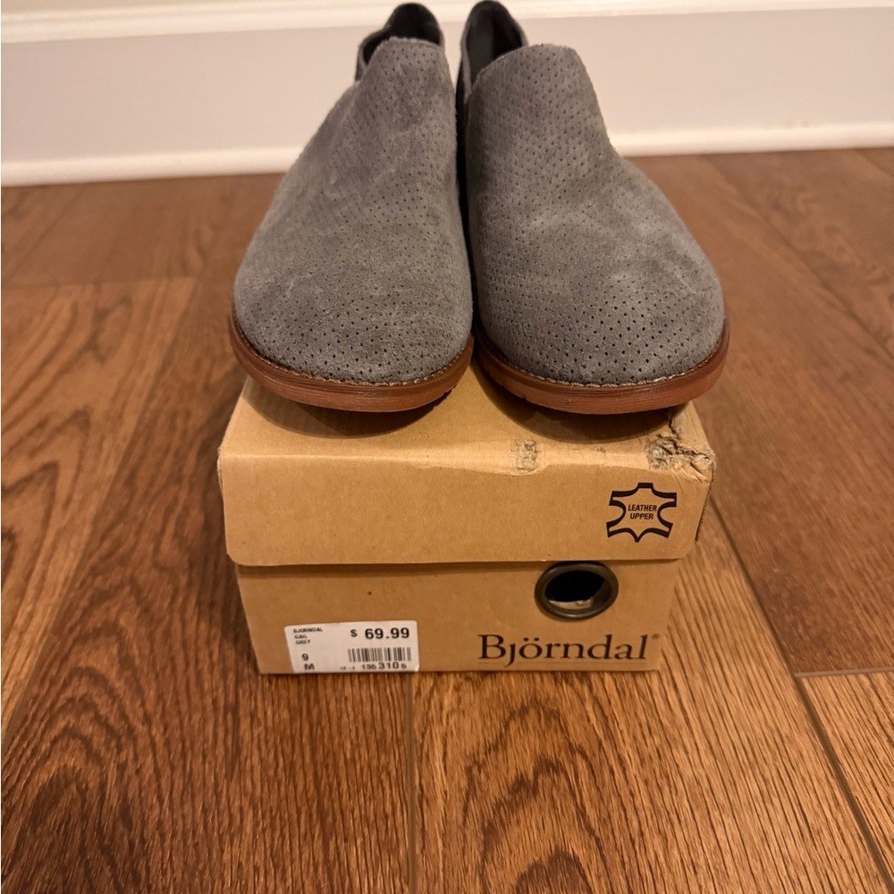 Bjorndal Charcoal grey Perforated Suede leather upper Slip-On Loafer