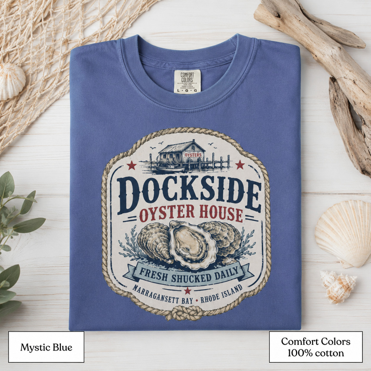 Dockside Oyster House Shirt, Coastal Comfort Colors Rhode Island Tee