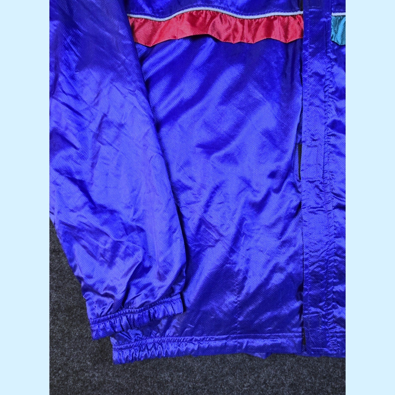 Vtg 90s Tinley Blue Colorblock Windbreaker Track Jacket Retro Nylon Oman Size XL