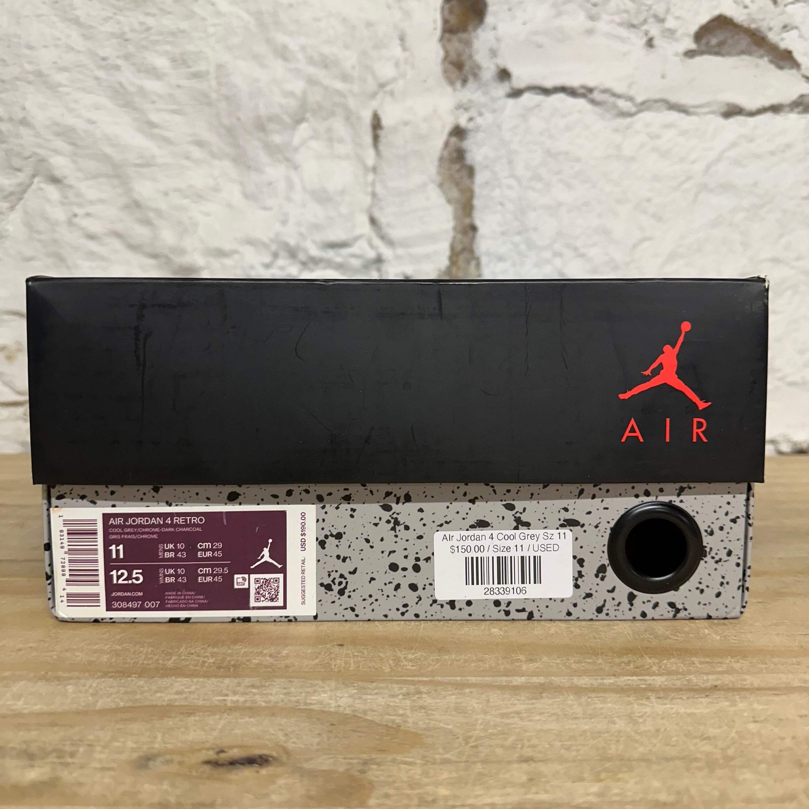 Air Jordan 4 ‘Cool Grey’ Men’s Size 11 Pre-owned Sneakers 308497-007