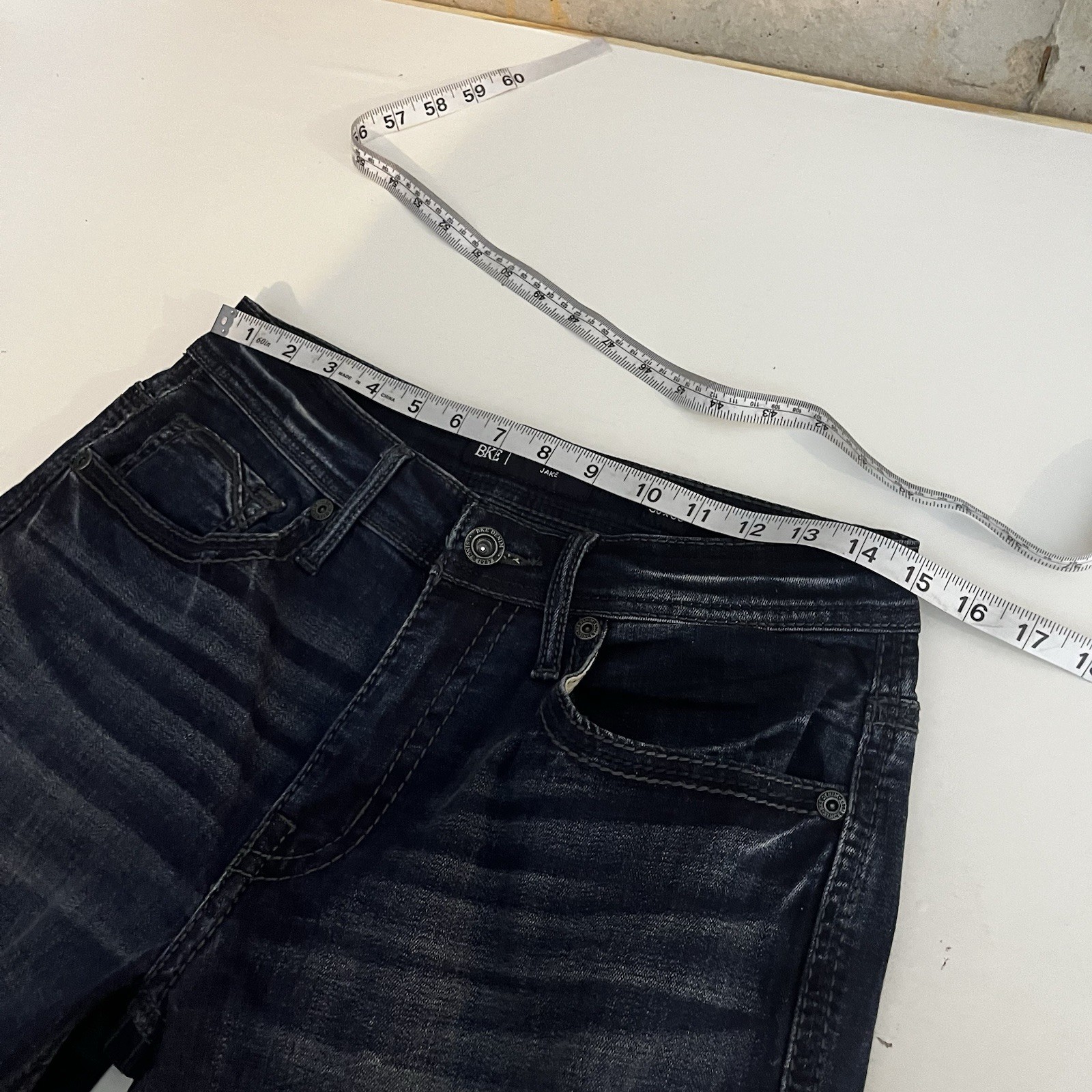 BKE Buckle Mens 30×30 Blue Jake Denim Jeans Pants Faded Stretch Whisker Marble