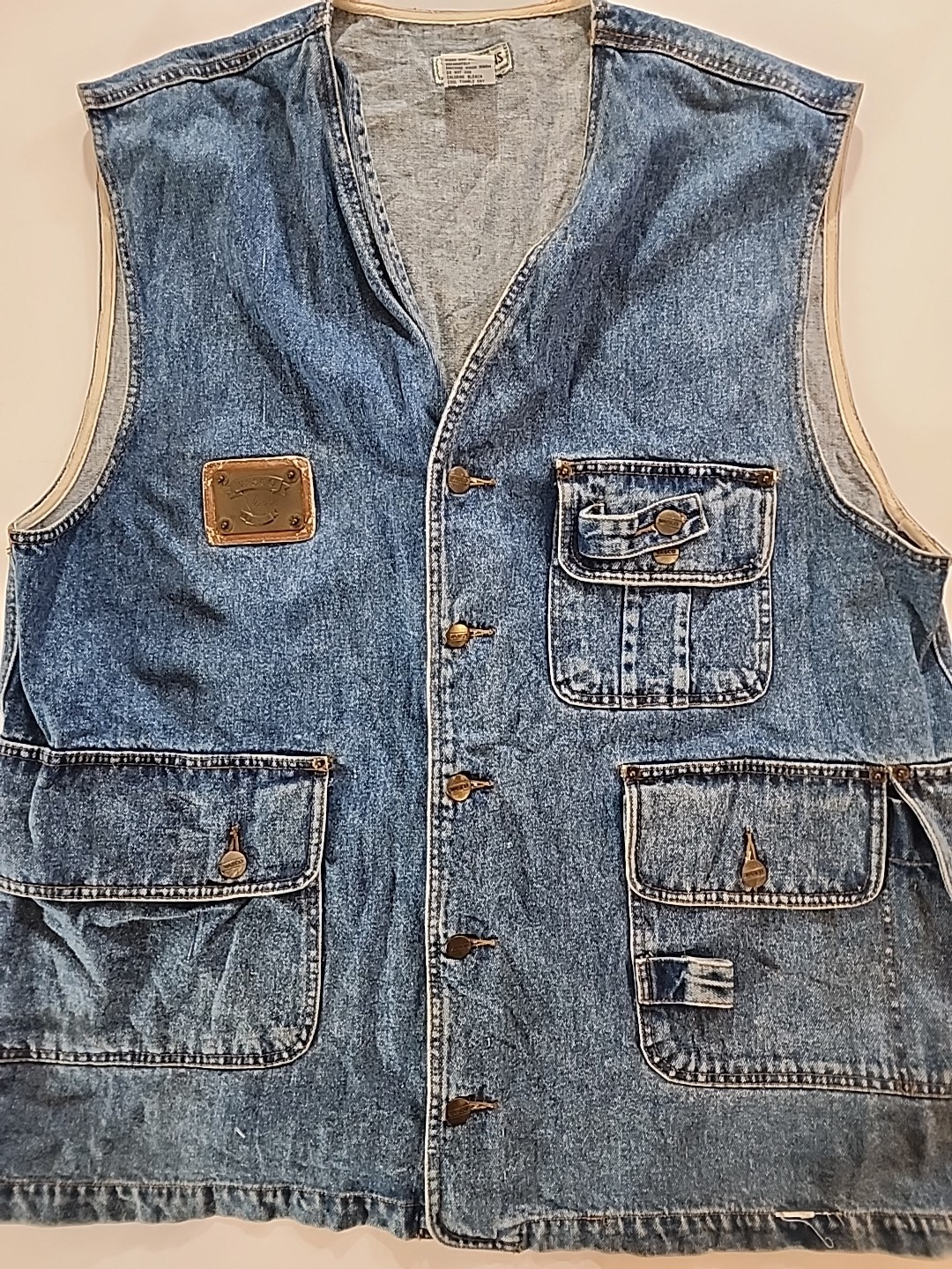 Vintage VASCO Jeans Denim Button Up Vest Medium 90s Utility Workwear