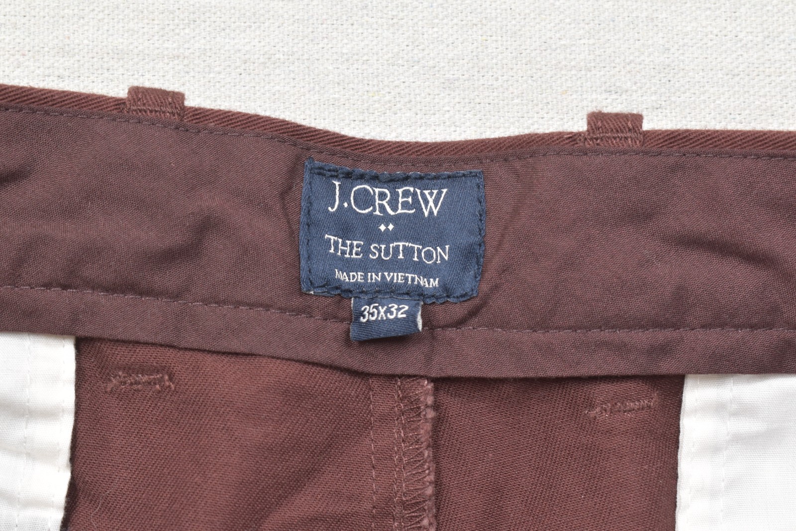 J.Crew The Sutton Men’s Chino Pants 35×32 Brown Burgundy 100% Cotton