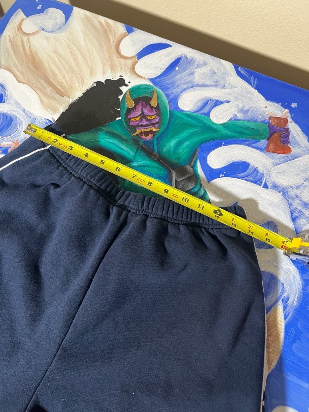 Edikted Navy Blue Wide Leg Sweatpants with White Piping Detail