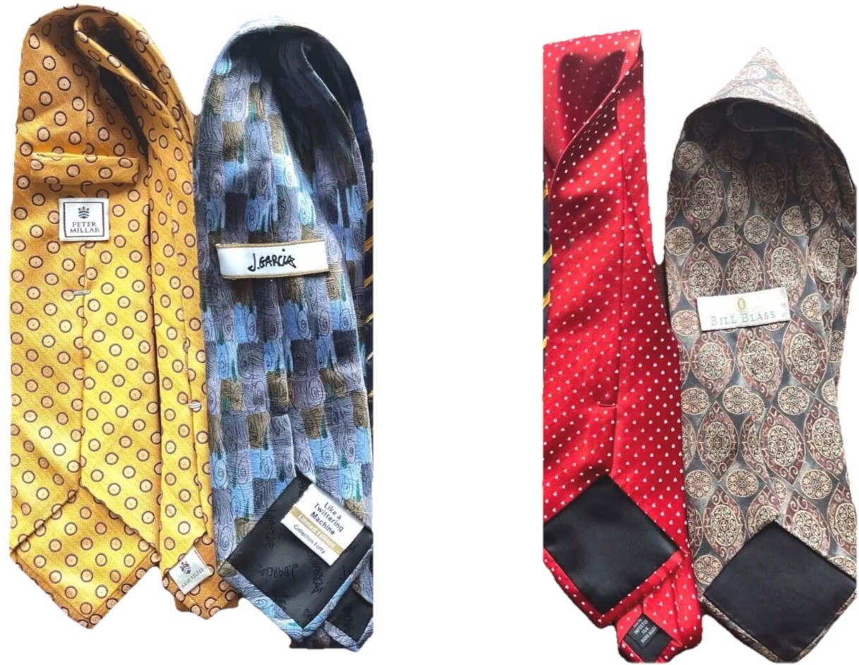 4 Classic Silk Ties (3.5″ x 57″-60″) – Peter Millar, J. Garcia, B.Bass