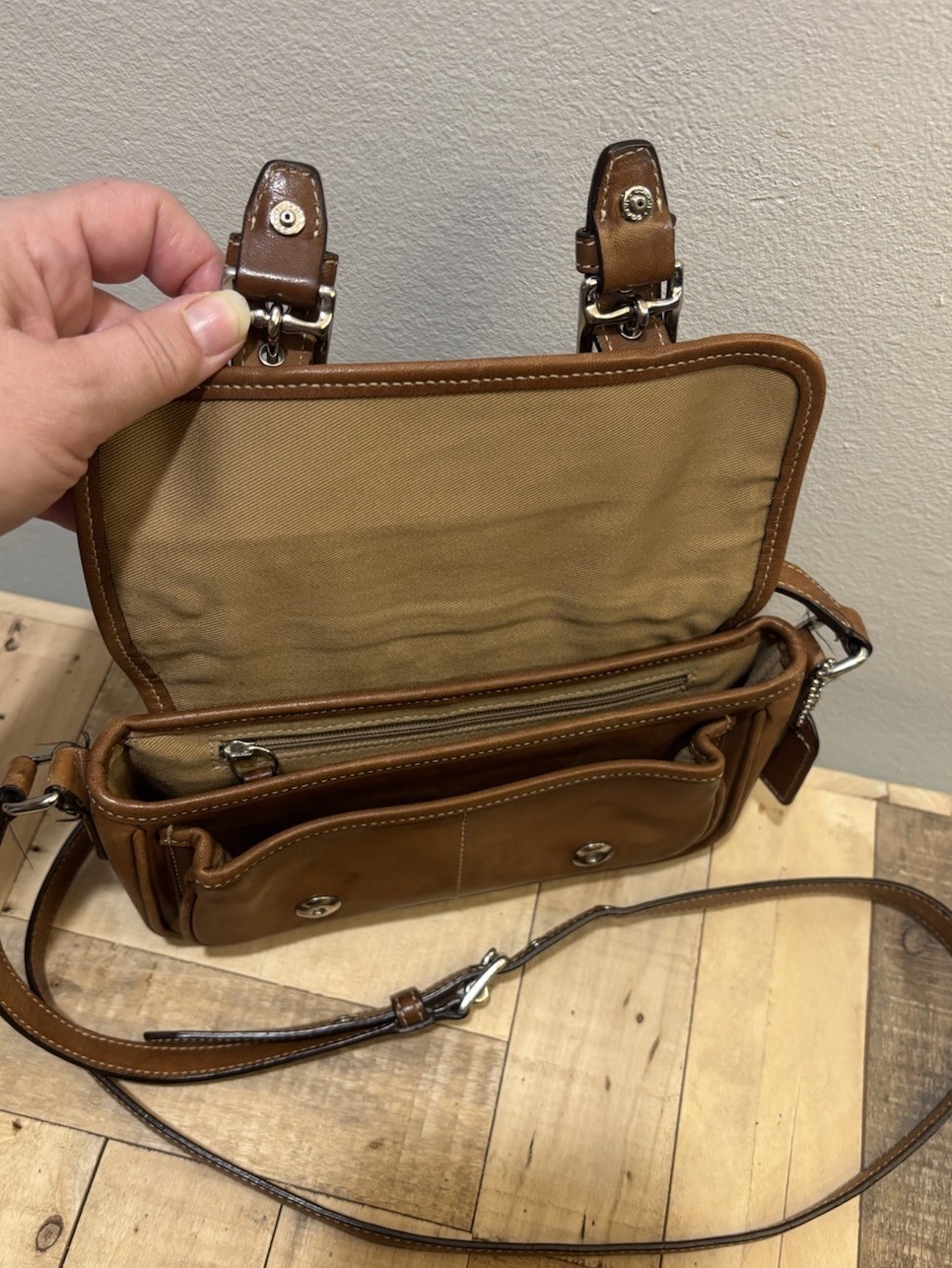 Coach Bleeker Double Buckle Crossbody Brown Leather 9355