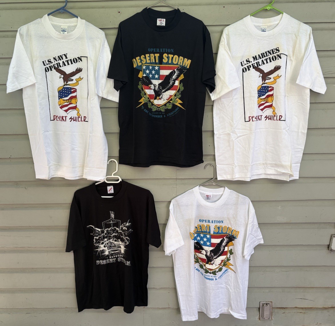 5 Lot VTG 90s Operation Desert Storm Shield T Shirts XL Single Stitch USMC USN