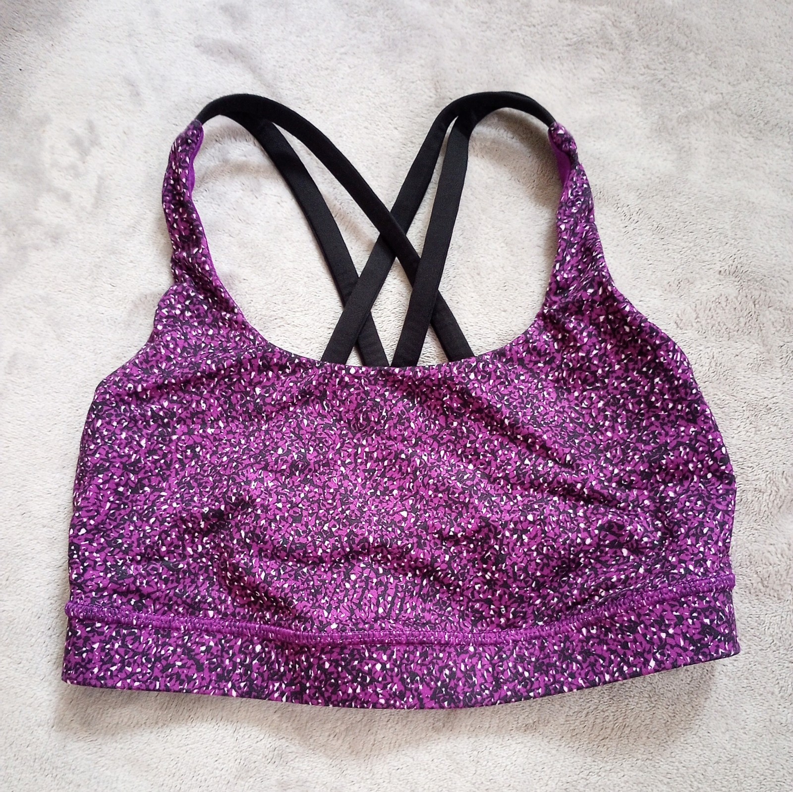 Lululemon Athletic Energy Bra Flashback Static Print Fuschia Black 4