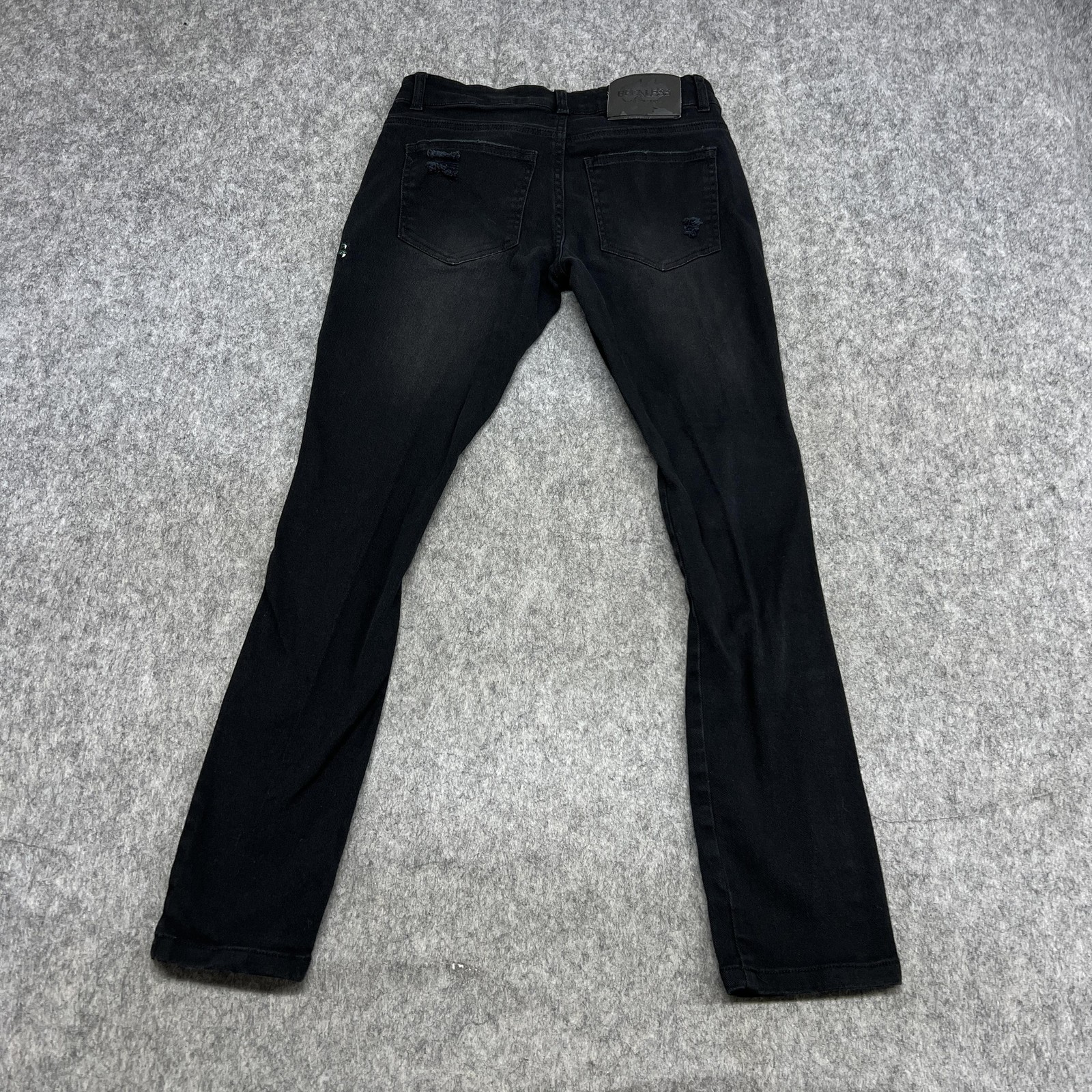 Young & Reckless Jeans Womens 28×29 Black Skinny Dragon Distressed Chase Dreams