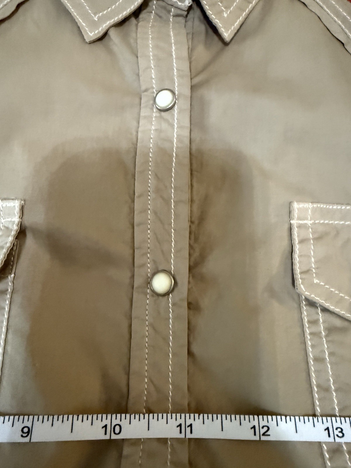 Ryan Michael Shirt Womens L Stone Western Pearl Snap Corset Lace Up Back