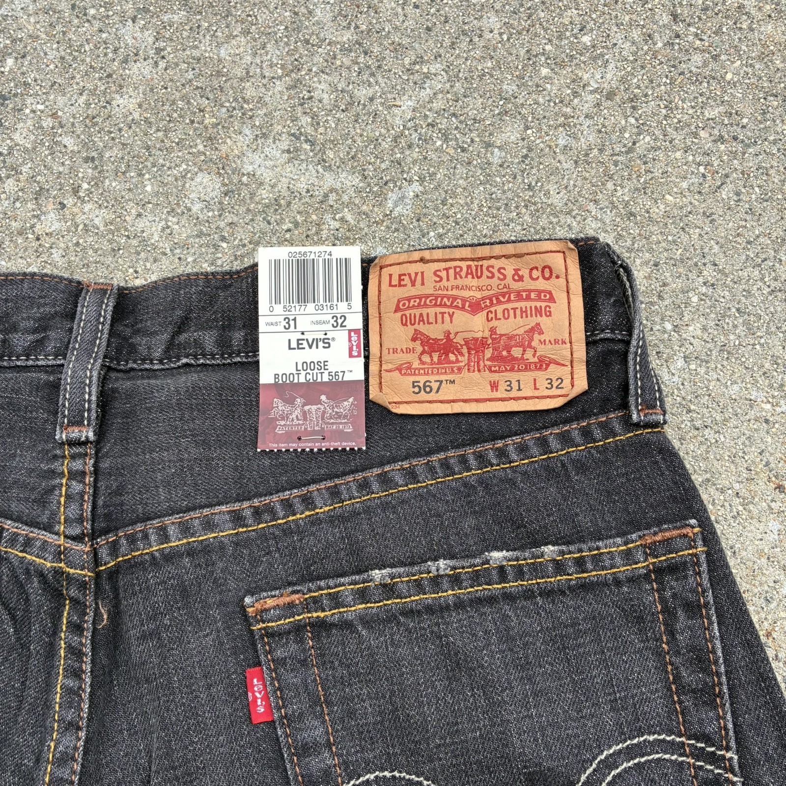 VTG Levi’s 567 Loose Boot Cut Black Jeans Men’s 31×32 DEADSTOCK