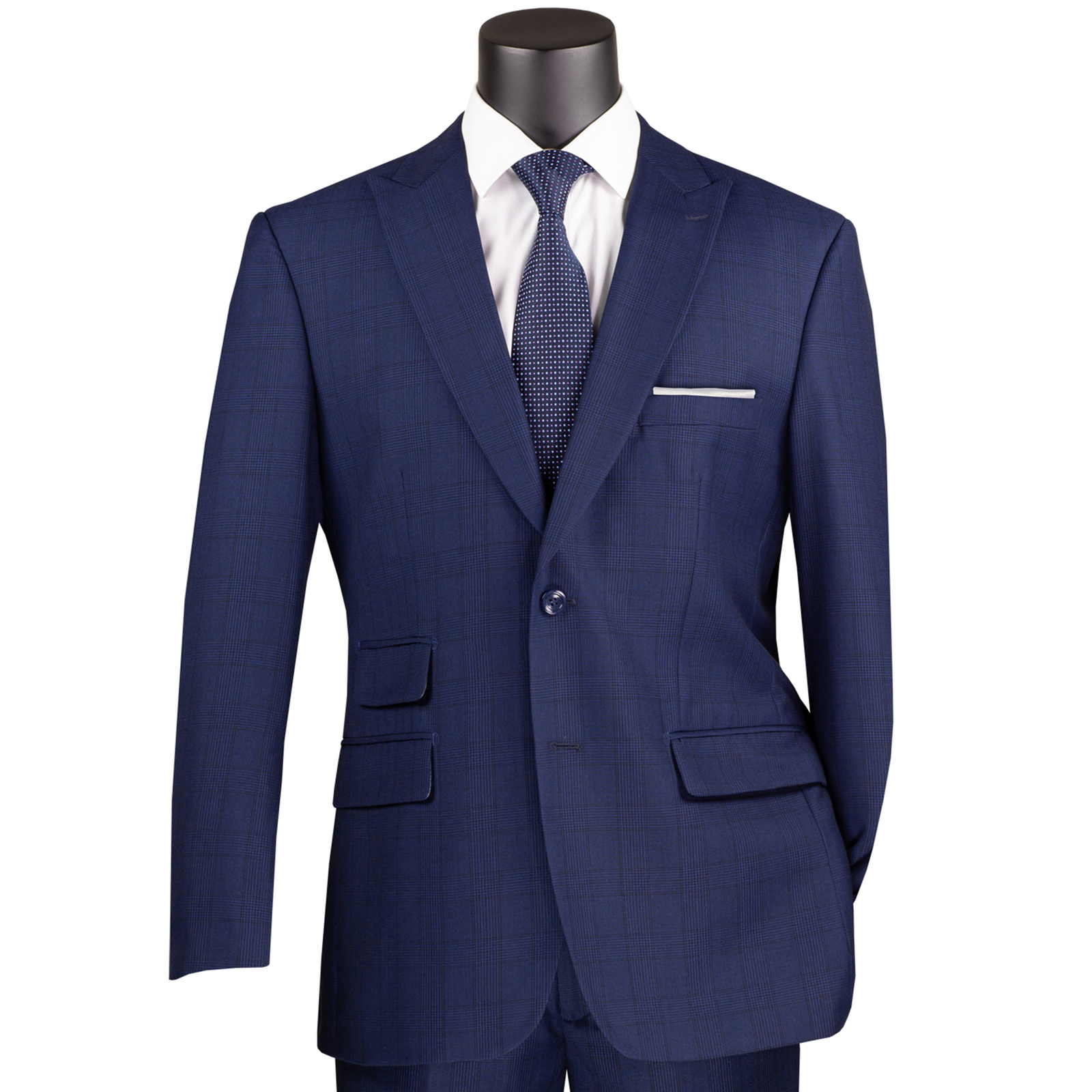 VINCI Men’s Glen Plaid 2-Button Modern Fit Business Suit 36S-56L, 4 Colors – NEW
