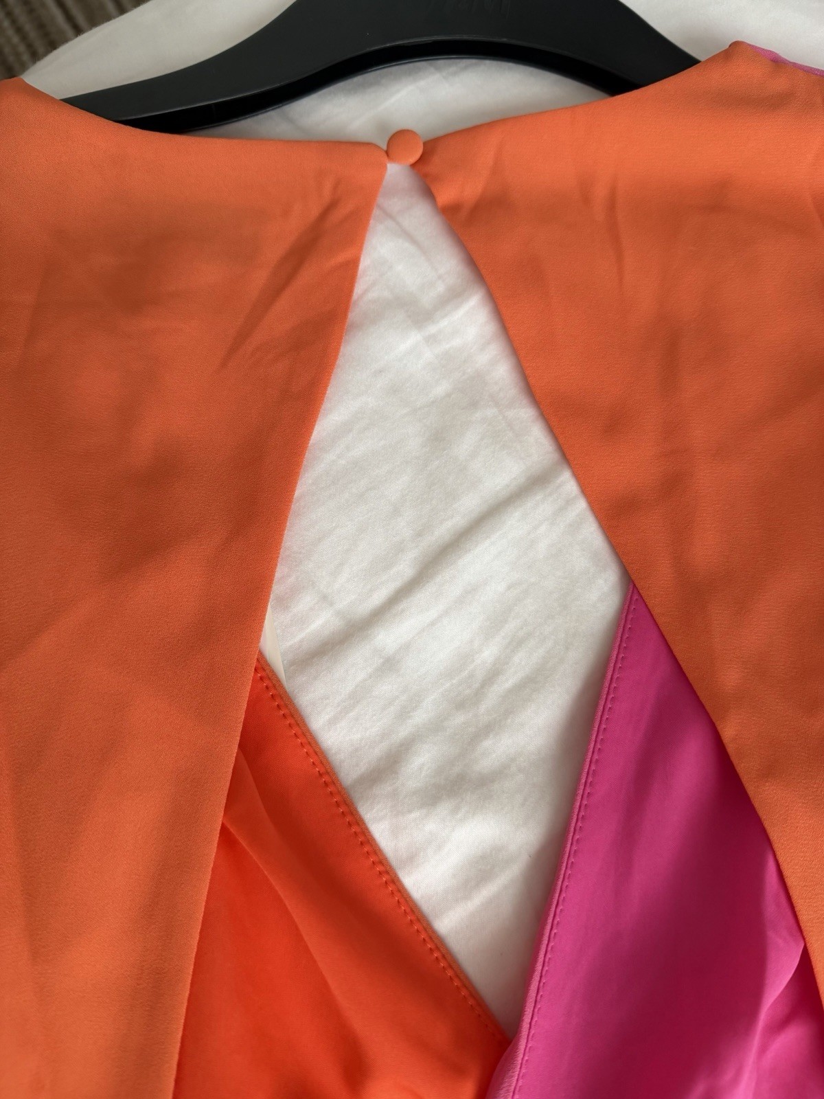 Lavish Frieda knot contrast dress size 6–8 – pink & orange occasion dress