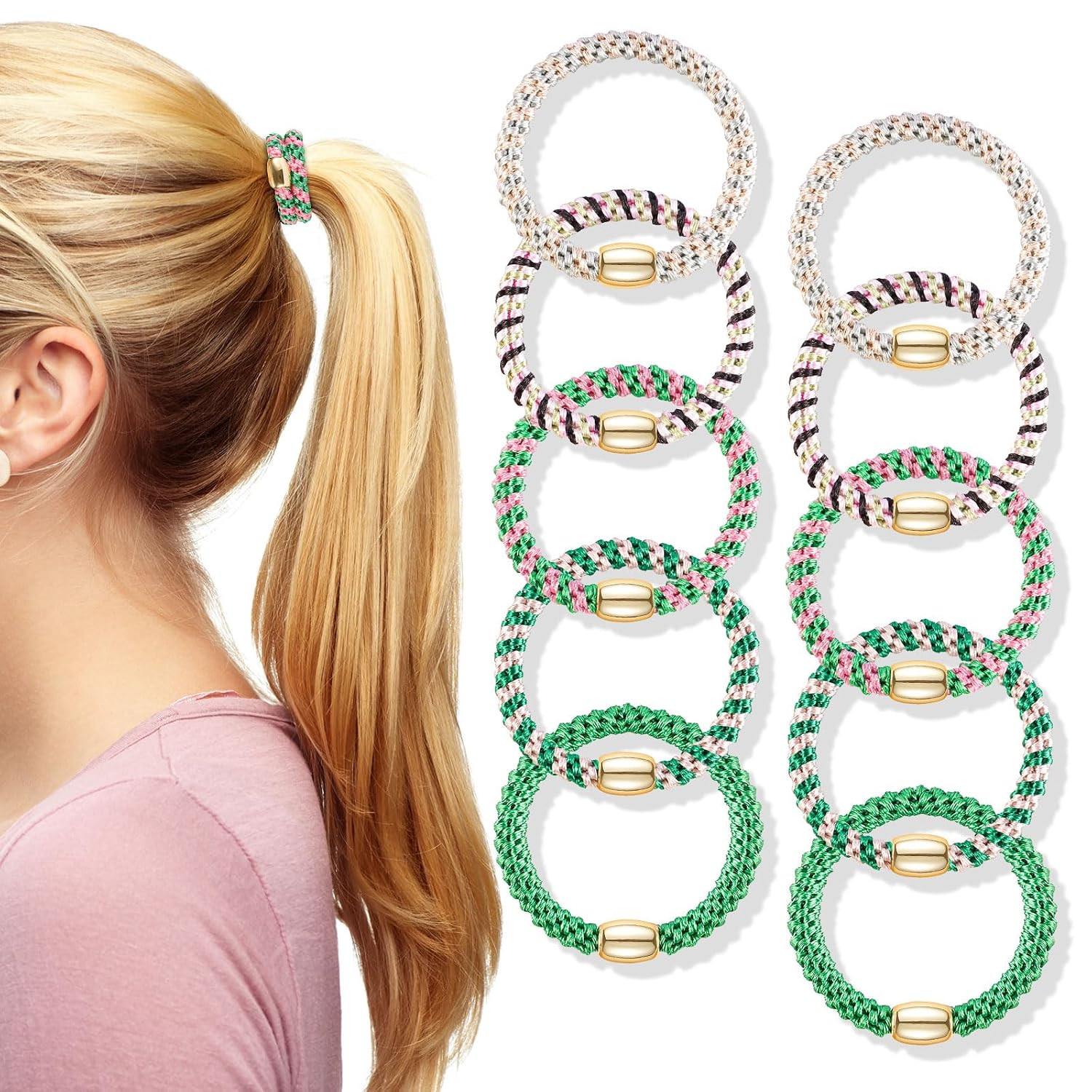 Hair Ties No Damage – 10PCS Ponytail Holders – 1 Count (Pack of 10) 13.Green