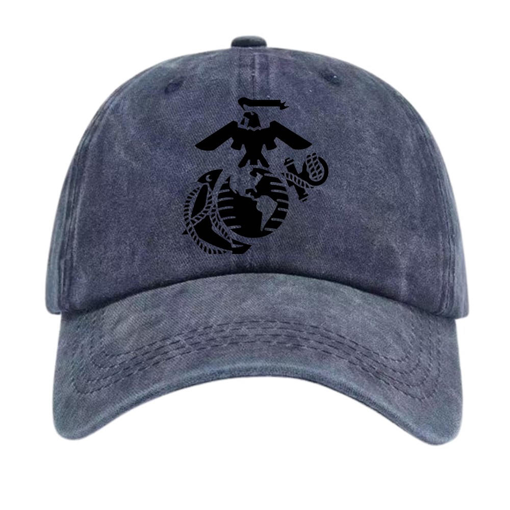 USMC Eagle Globe Anchor Washed Baseball Cap Adjustable Marine Corps Tribute Hat
