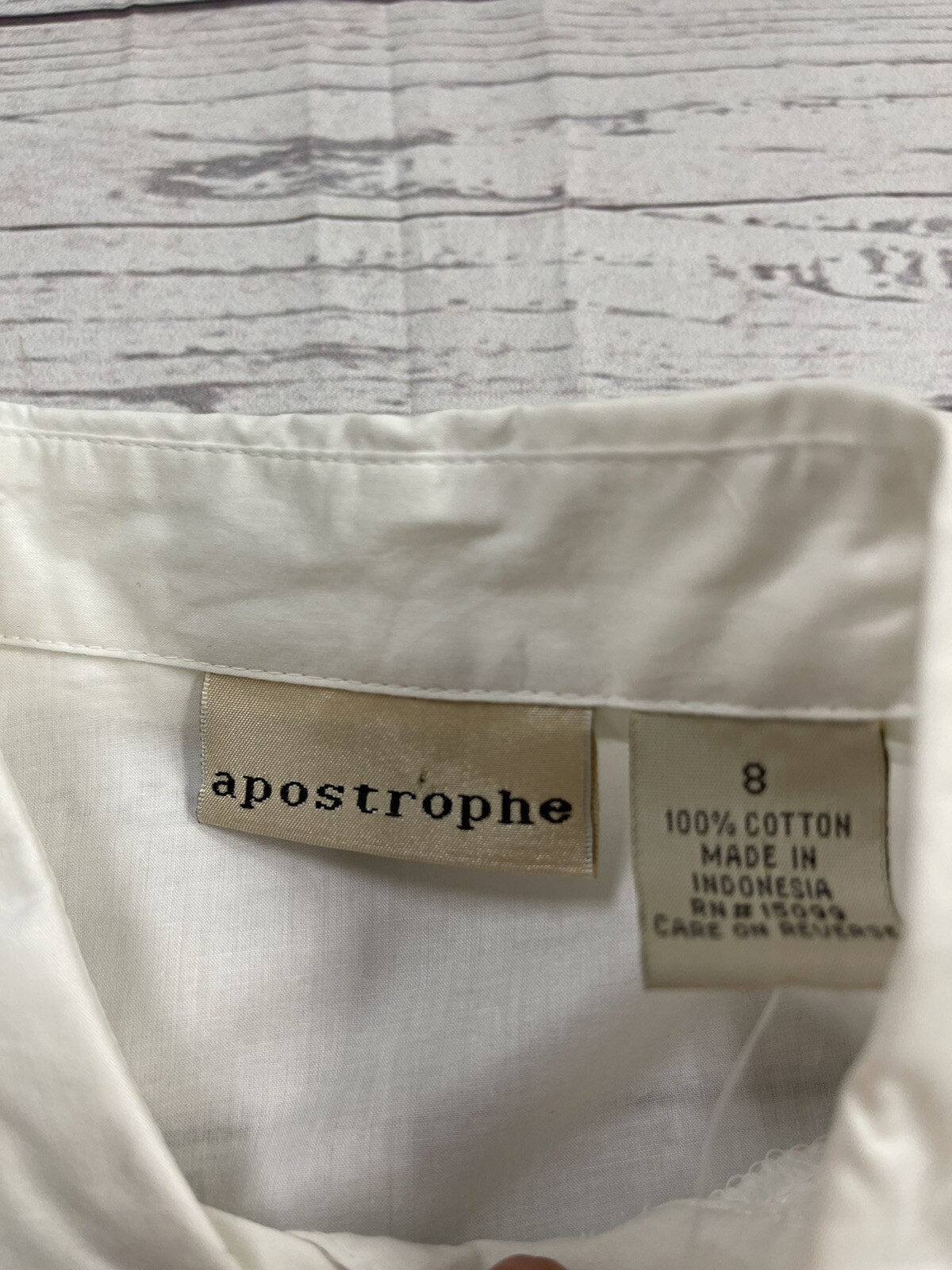 Apostrophe White Long Sleeve Button Up Lace Women’s Size 8