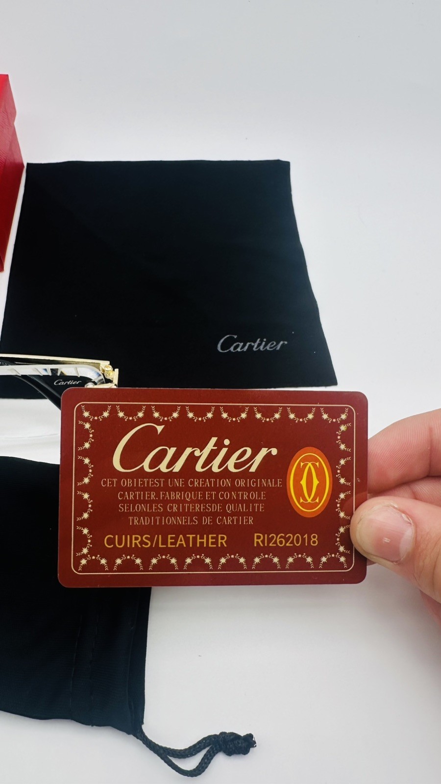 Cartier Big C Diamond Cut Red to Blue Fade Frameless Lens Gold Frame