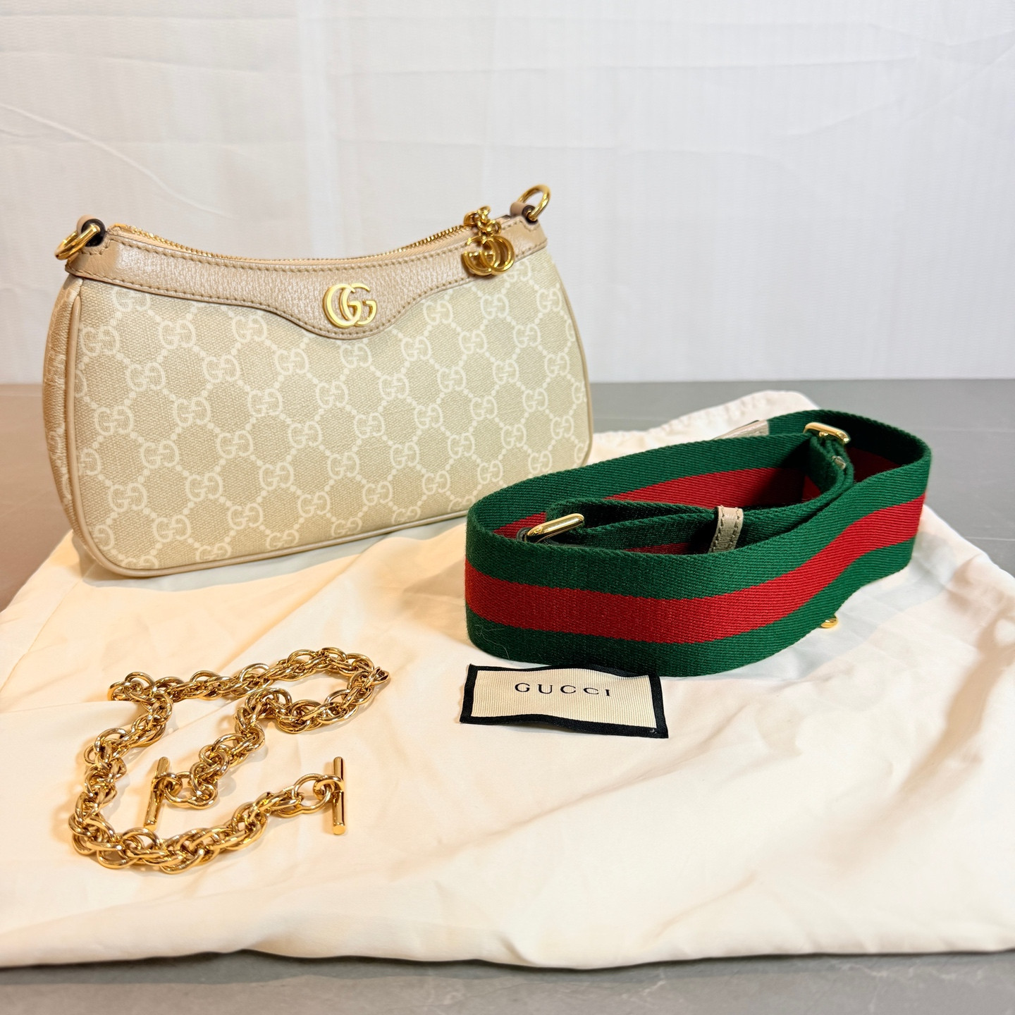 Authentic Gucci Ophidia Coated Canvas Shoulder Bag Beige Gold-Tone eBay AG