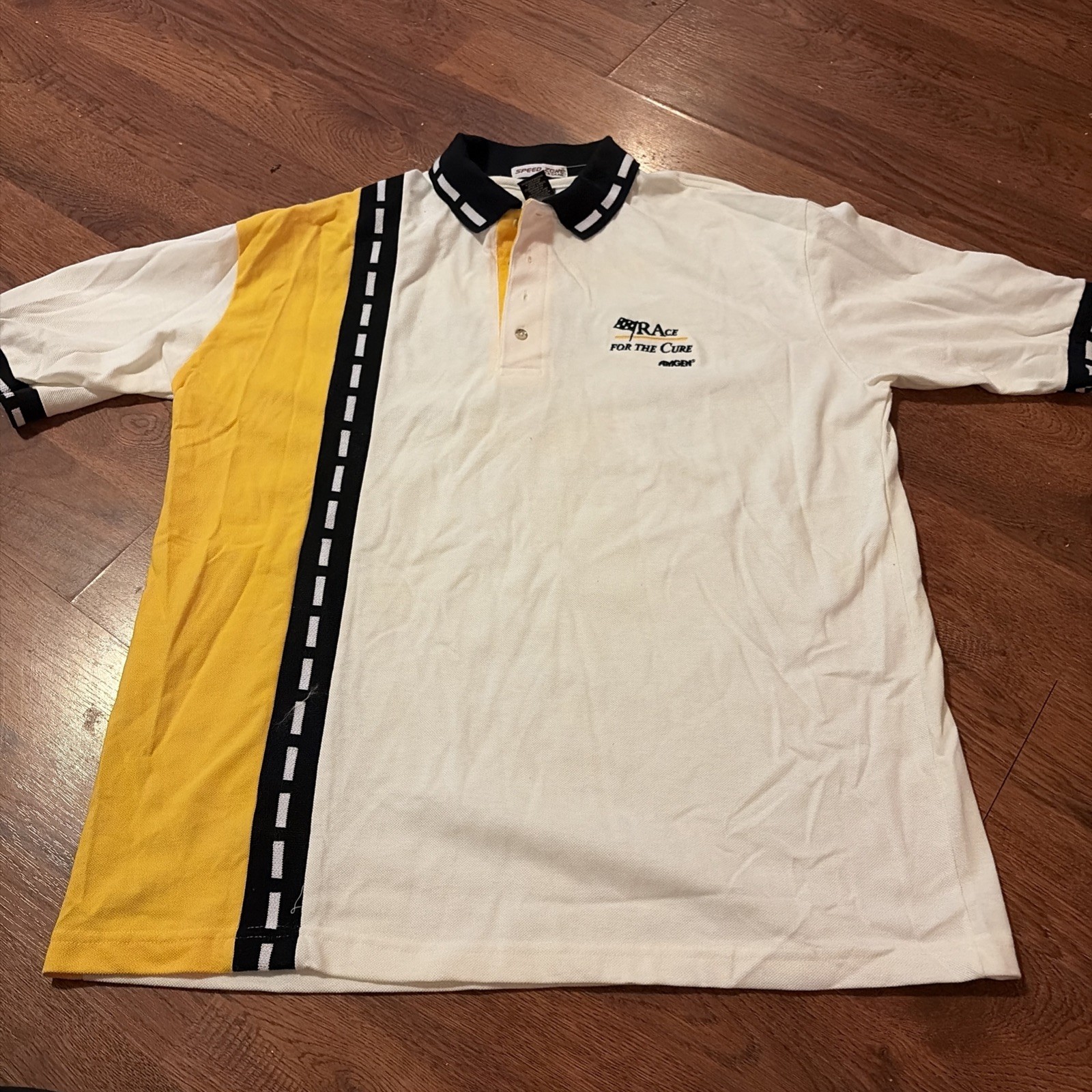 Speed Zone Race Gear Cigarette Racing Team Polo Shirt Mens XL White Yellow