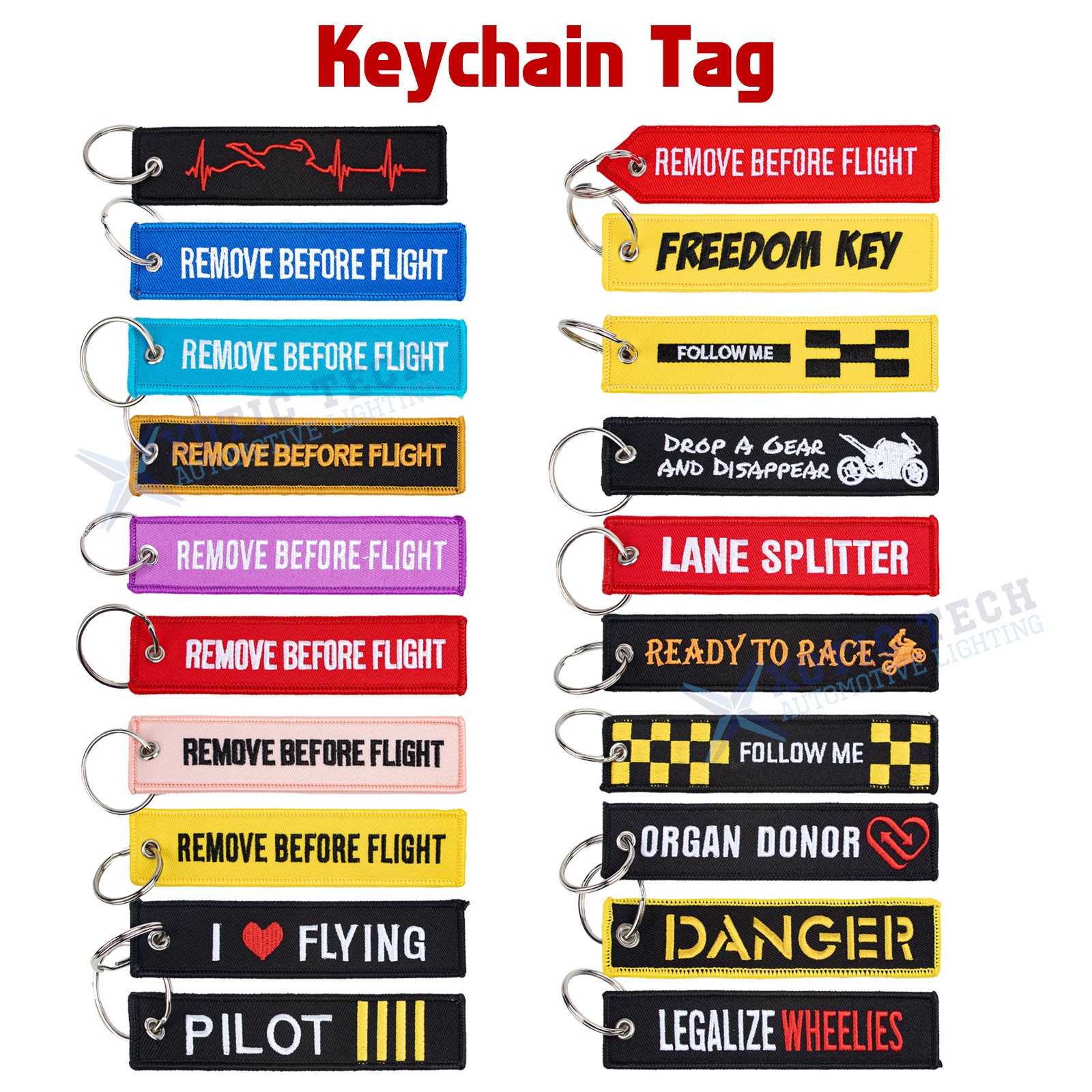 1PC Embroidered Key Chain Tag Motorcycle Keychain Gift Merrowed New Double Sided