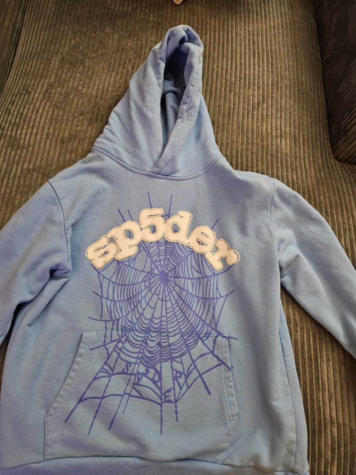 sp5der hoodie blue mens size smell