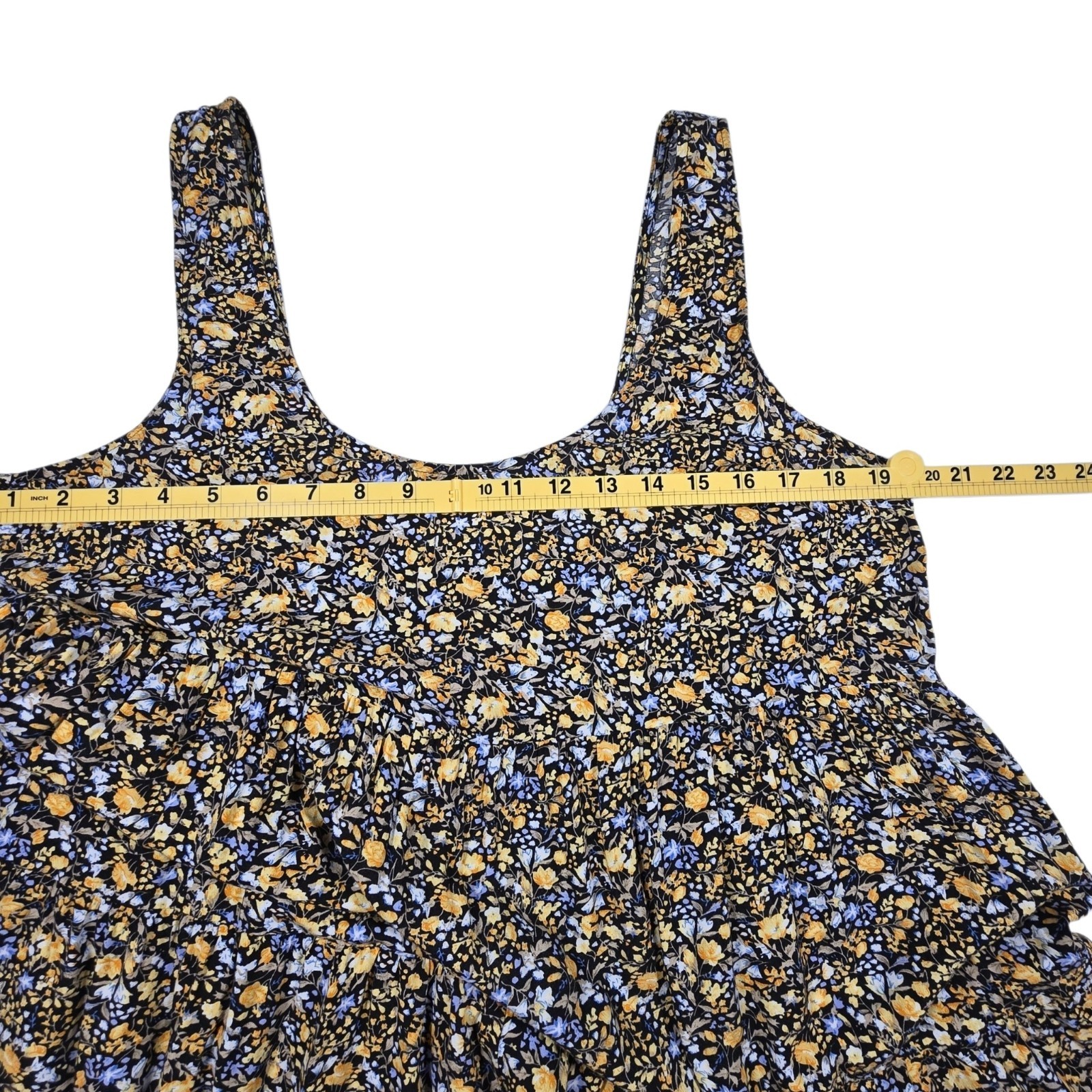 Natural Life Rosie Sleeveless Romper Medium Black Yellow Ditsy Floral Boho