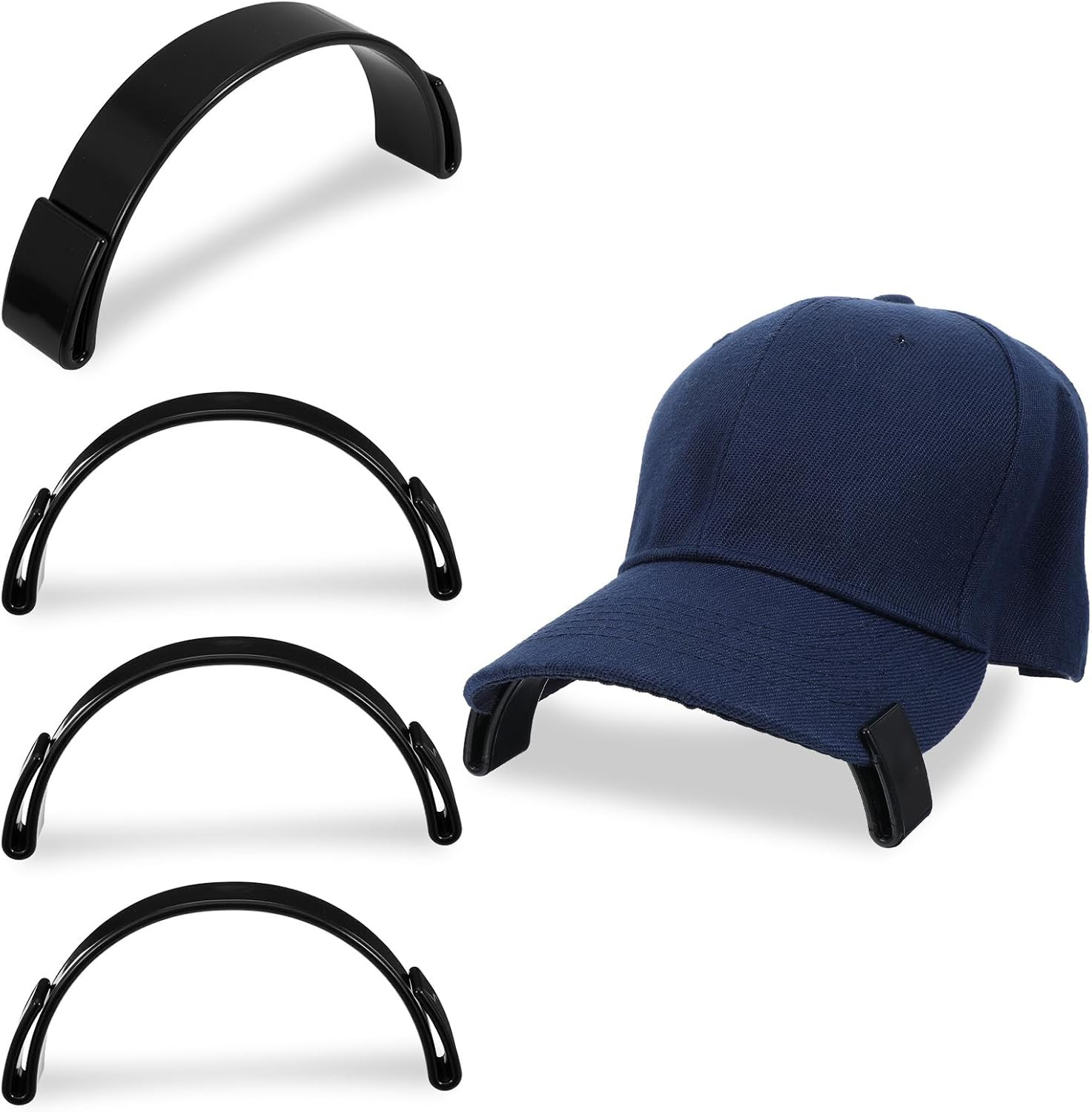 4pcs Hat Bender Curver Tool, Adjustable Baseball Cap Brim Shaper, Black