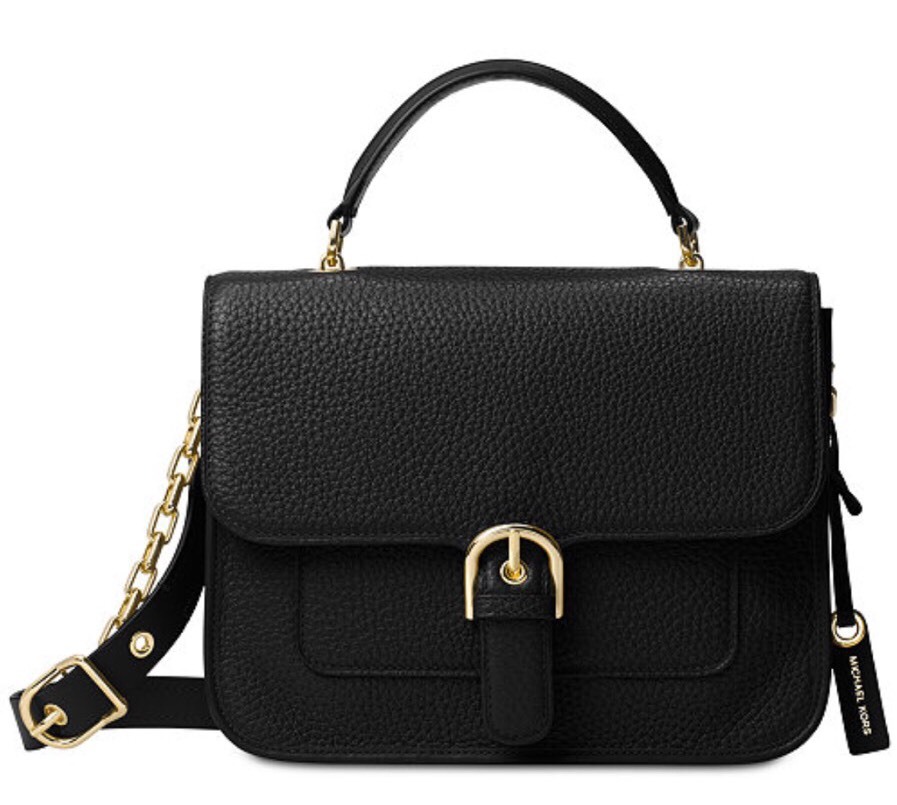 New Michael Kors Cooper Large black matte pebble leather school yard Satchel bag