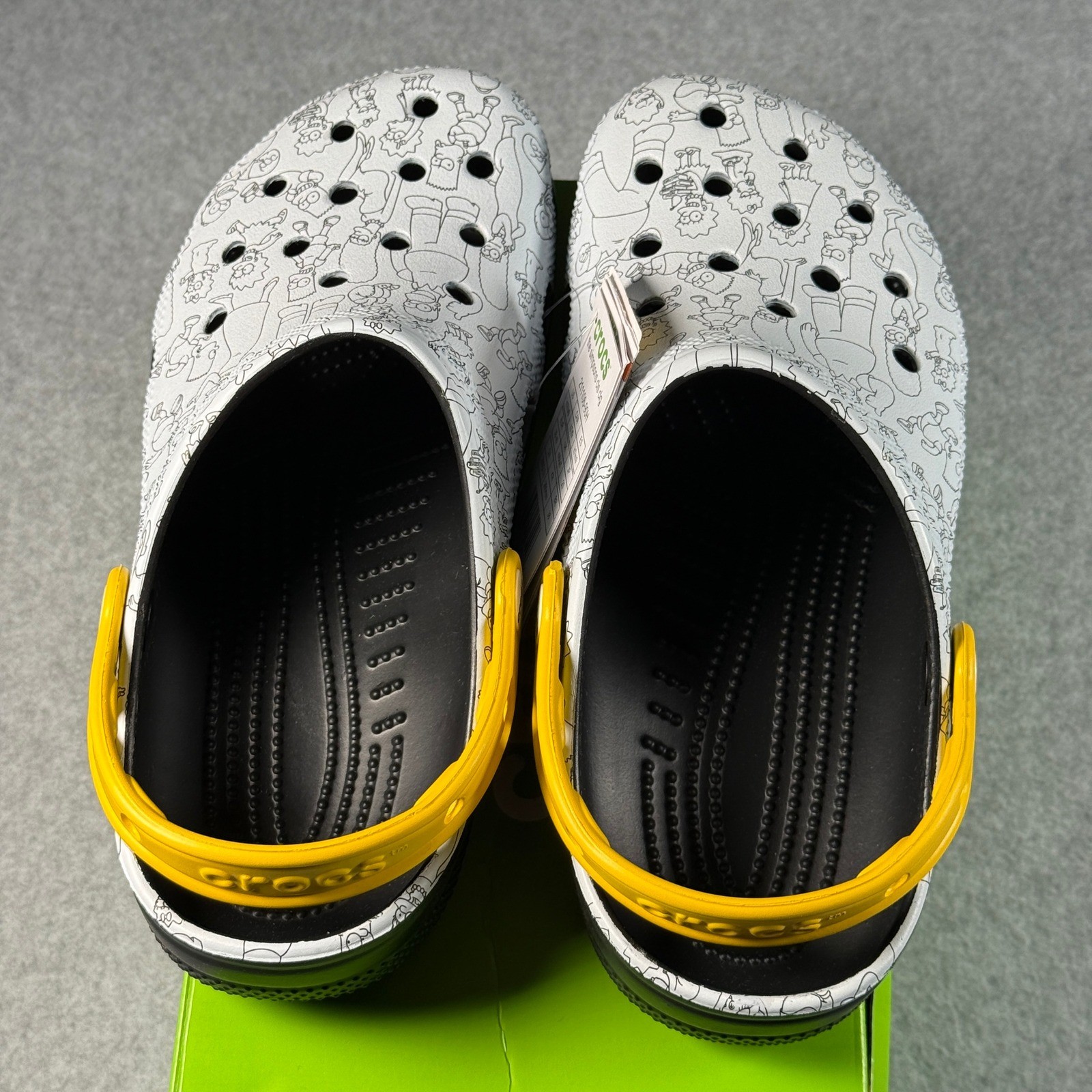 Simpsons x Crocs Classic Clog Sketch Print Yellow Strap Men’s 7 Women’s 9 NIB