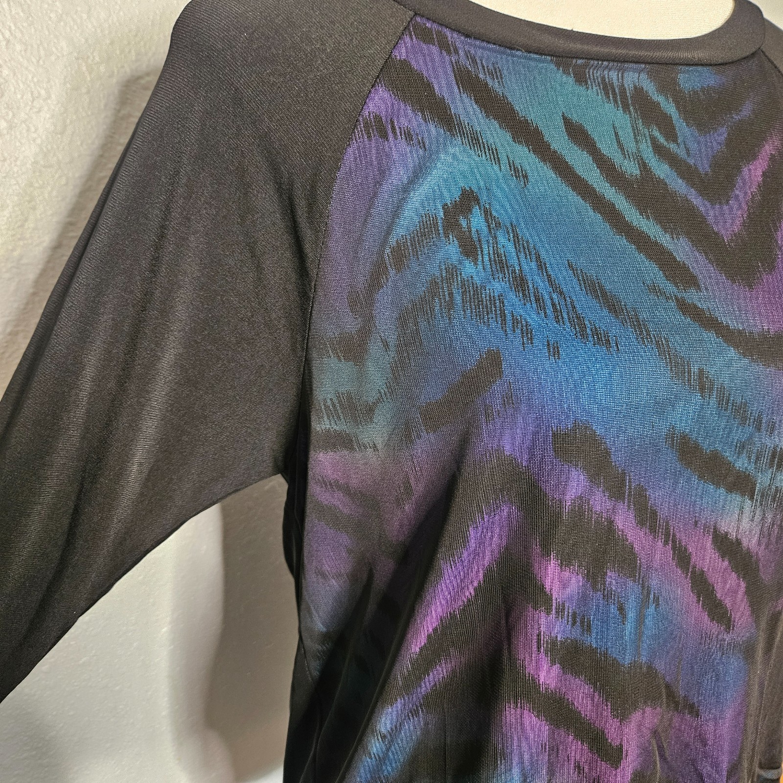 NWT Kate & Mallory Womens S Top Zebra Mesh Long Sleeve Retro Hippie Festival USA