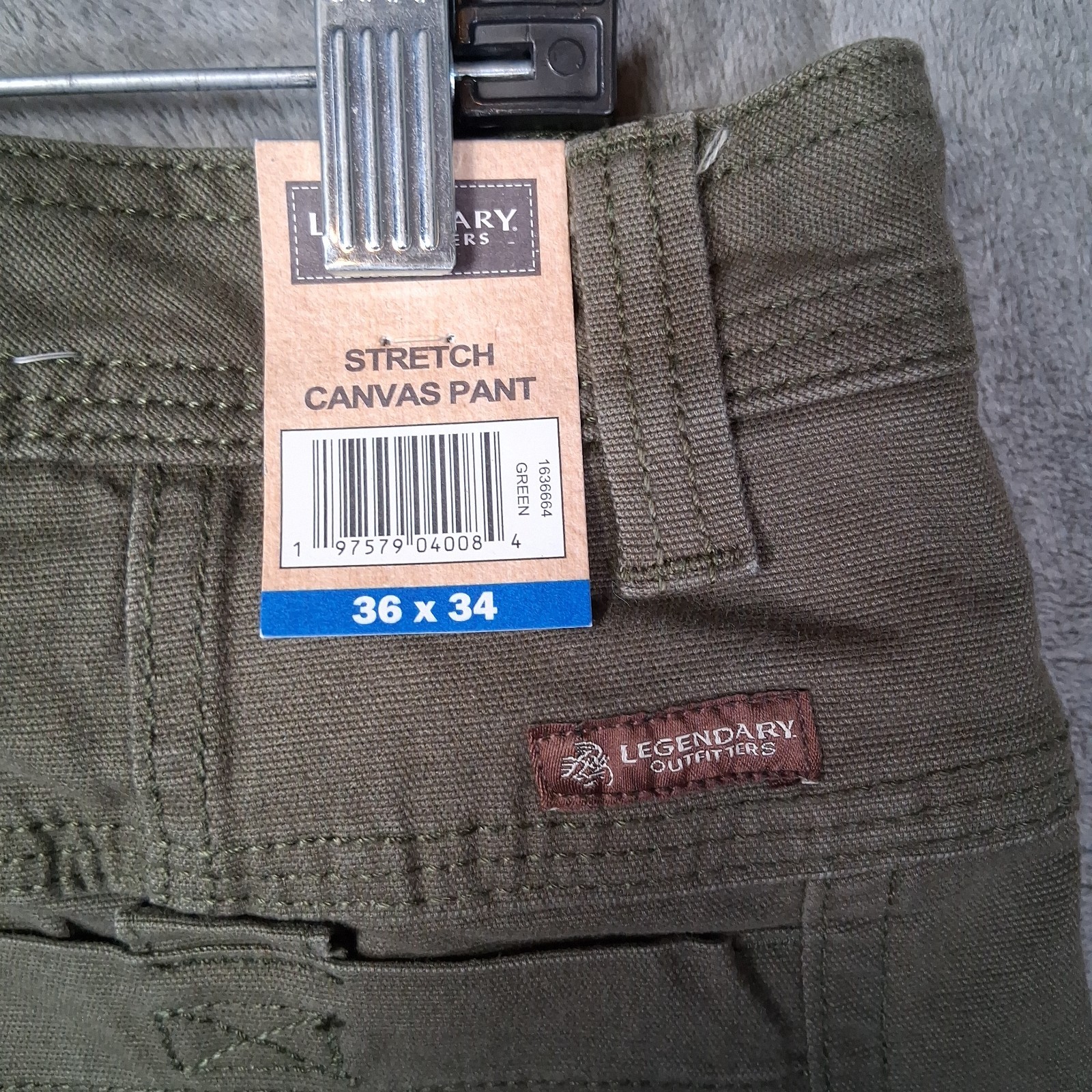 Legendary Outfitters Stretch Canvas Pant Mens 36×34 Khaki Green Straight Leg NWT