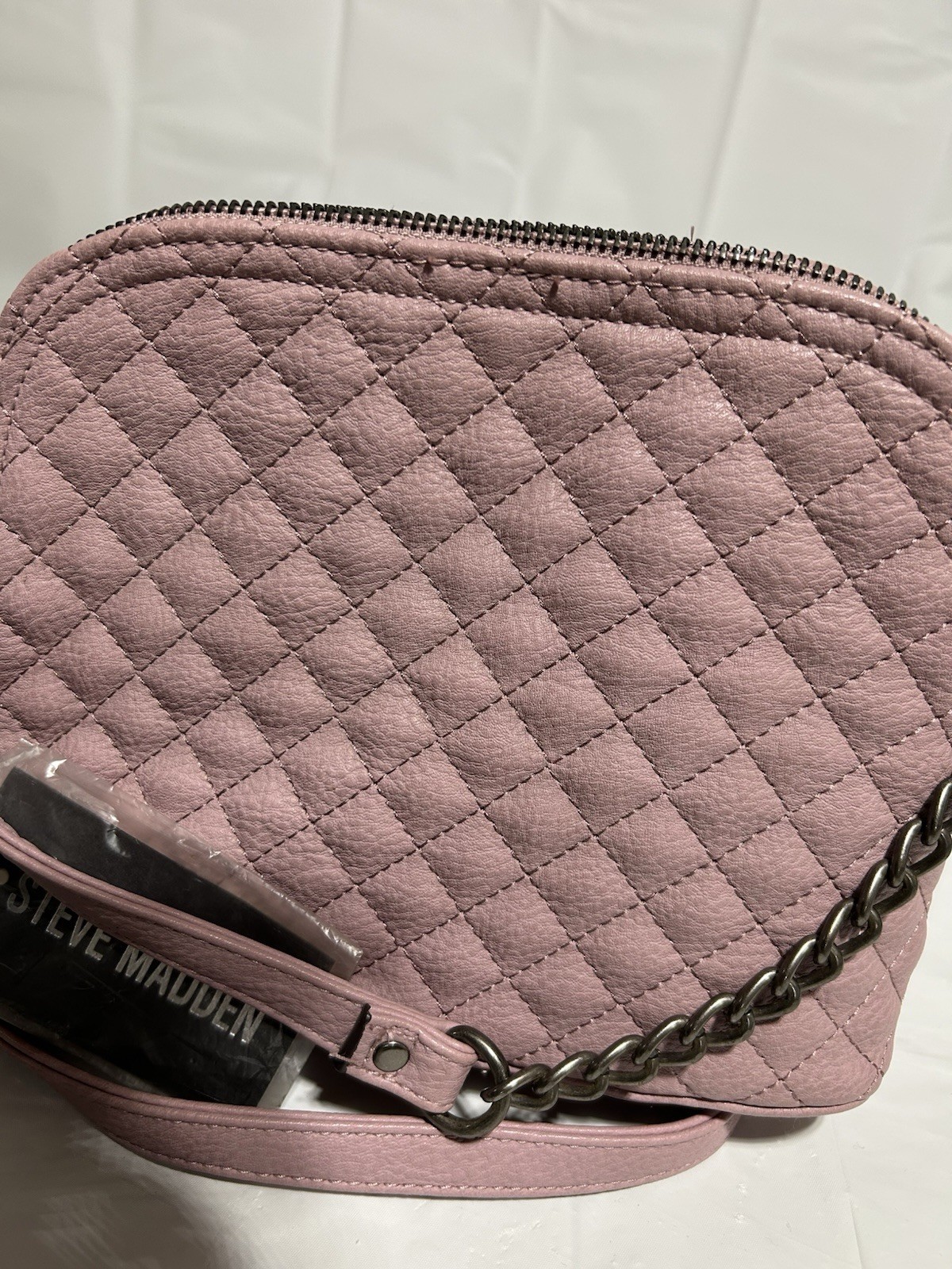 NEW Steve Madden Chained Crossbody Pink Purse Quilted Faux Leather