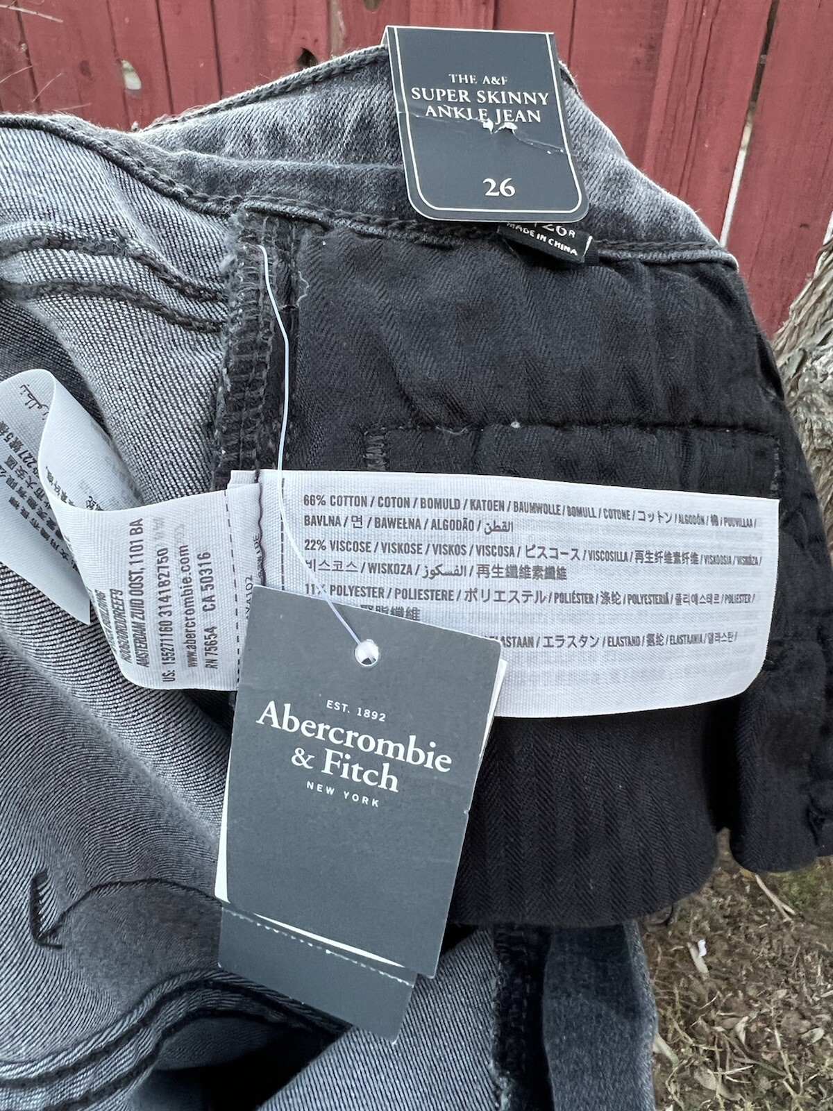 Abercrombie & Fitch Super Skinny Ankle Jeans Grey Denim 26 New Gray Vintage NWT
