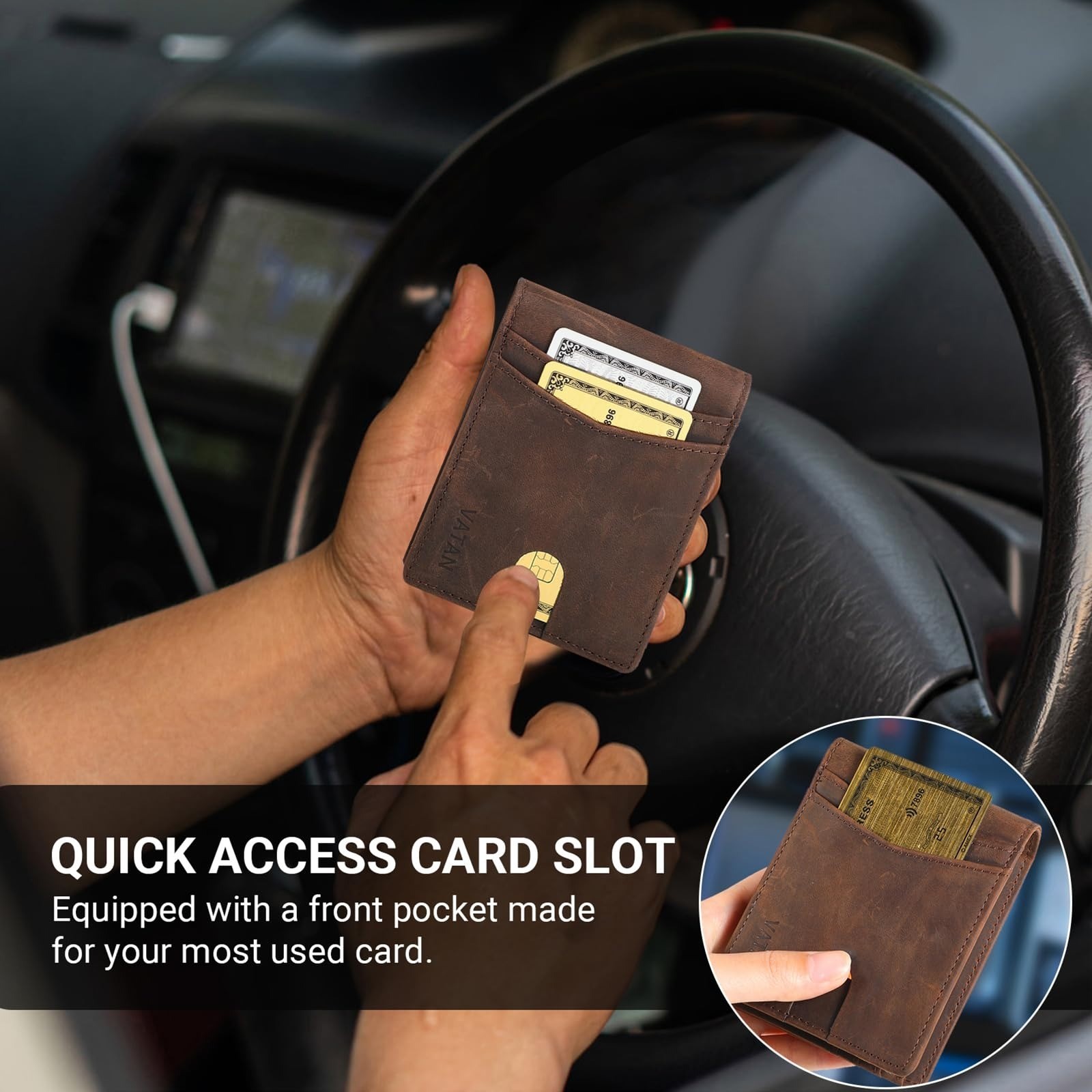 VATAN Slim Bifold RFID Blocking Leather Wallet for Men – 15 Card Holder