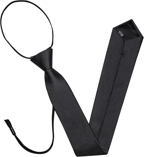 Zipper Ties for Men Solid Pre-Tied Tie with Tie Clip Extra Long Adjustable Neckt