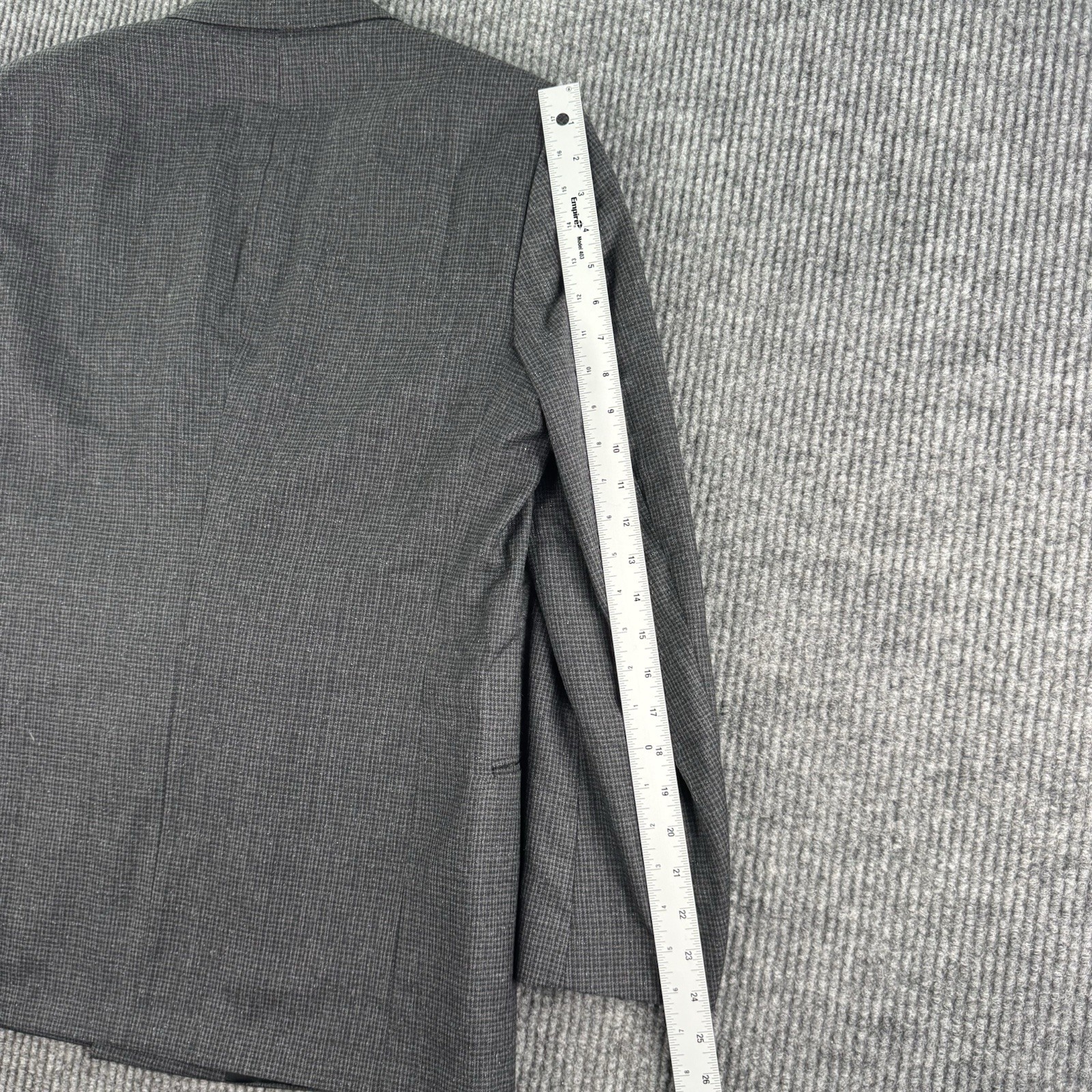 Vintage Pierre Cardin Suit 40 Gray Wool Nailhead Double Breasted Pleated 28×30