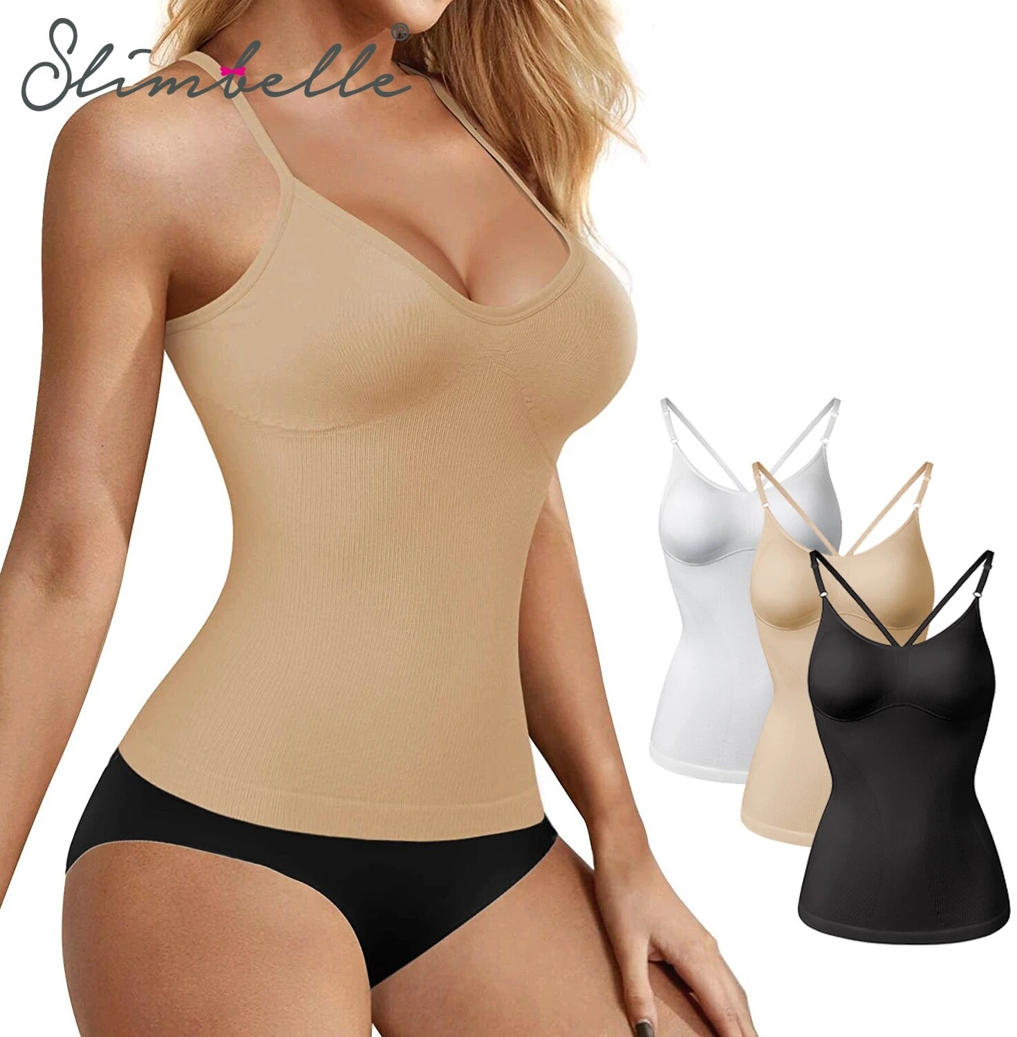 Women Tummy Control Seamless Shaping Camisole Seamless Body Shaper Slim Cami Top