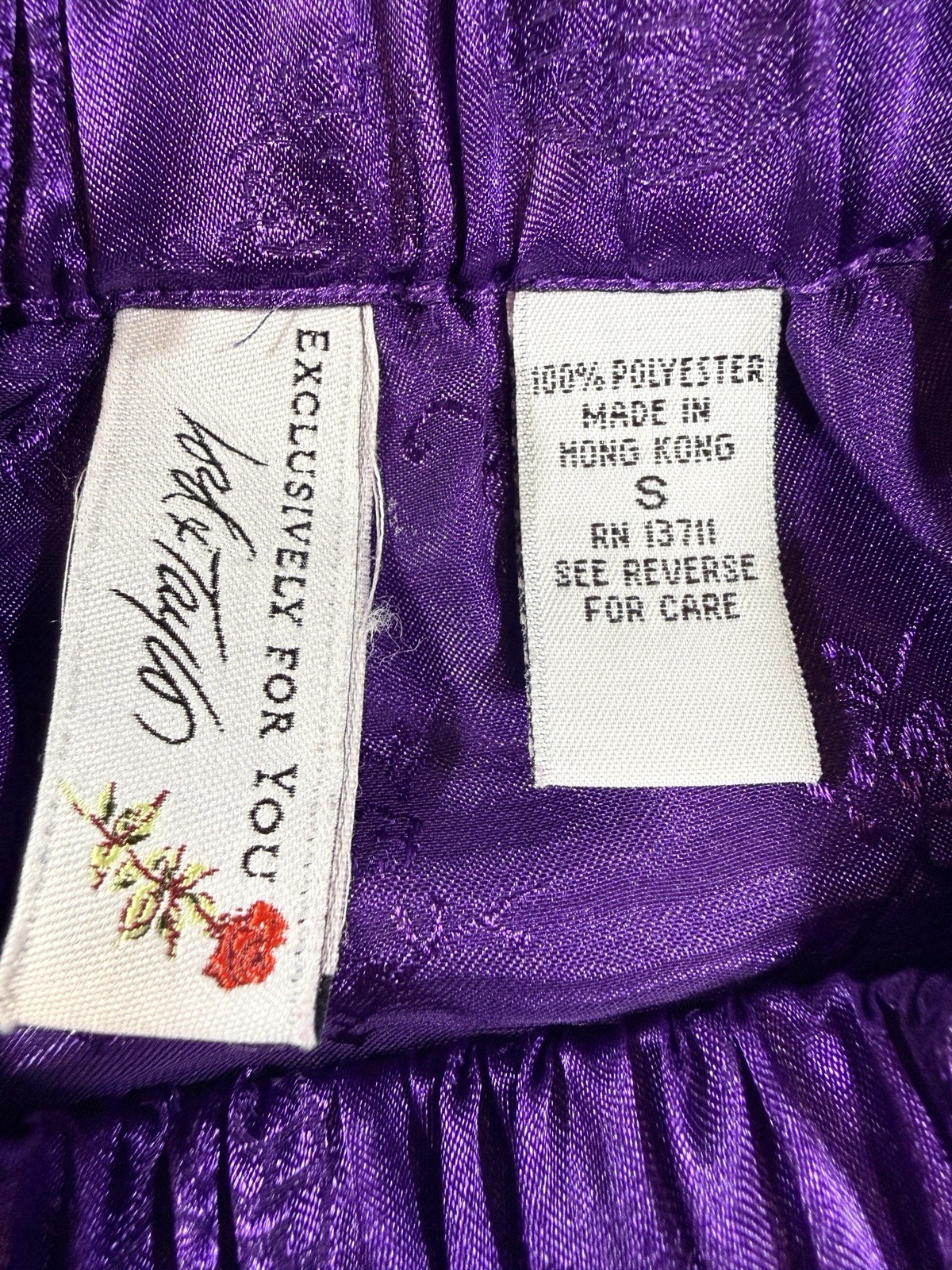 VTG Lord & Taylor Bottoms Pants Sz S Purple Asian Fashion Qipao Modern Satin