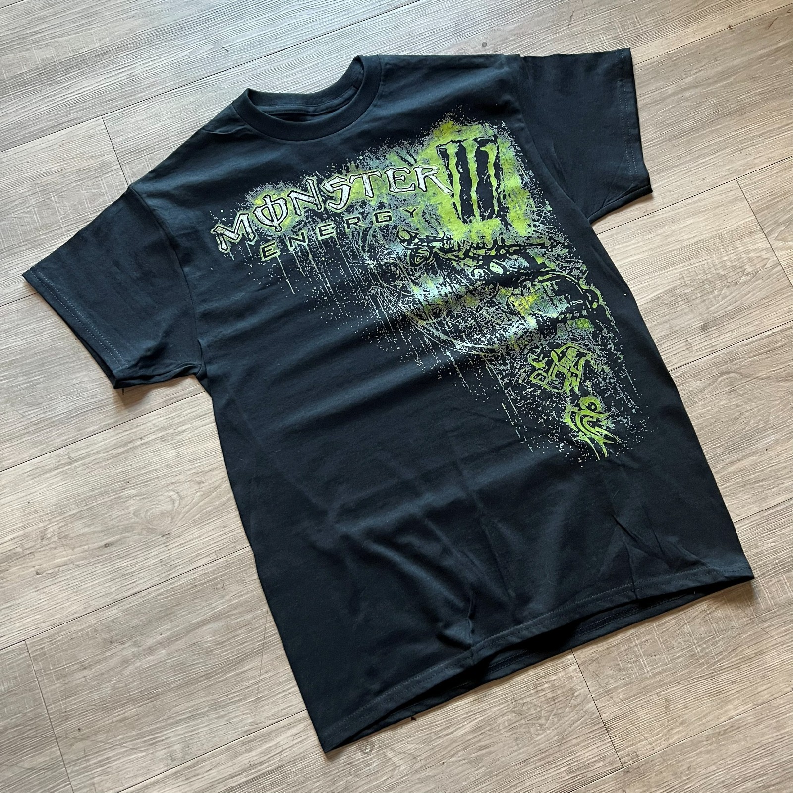 y2k/2000s affliction style monster graphic tee