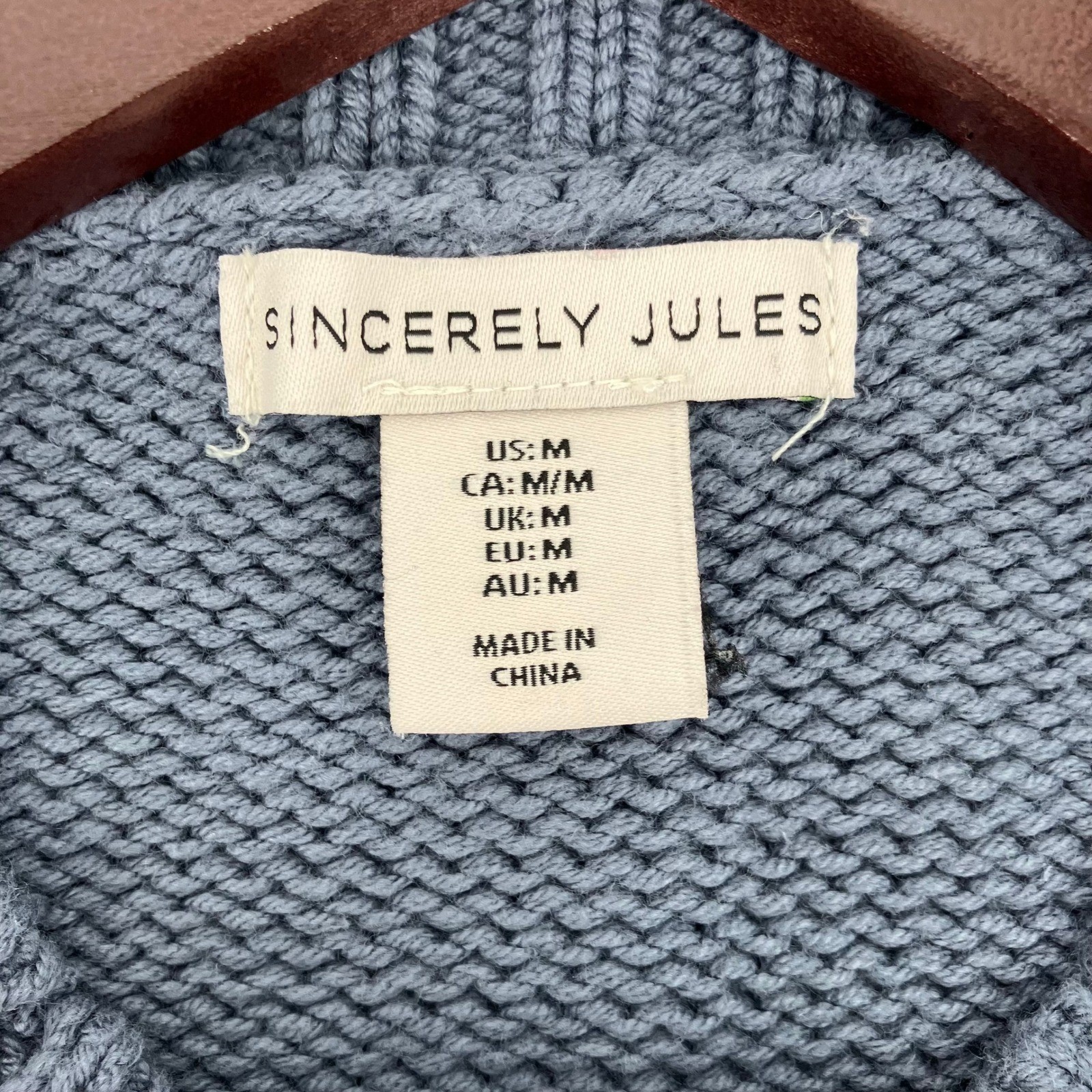 Blue Bow Intarsia Shaker Knit Sweater M Coquette Balletcore Cute Pastel Relaxed
