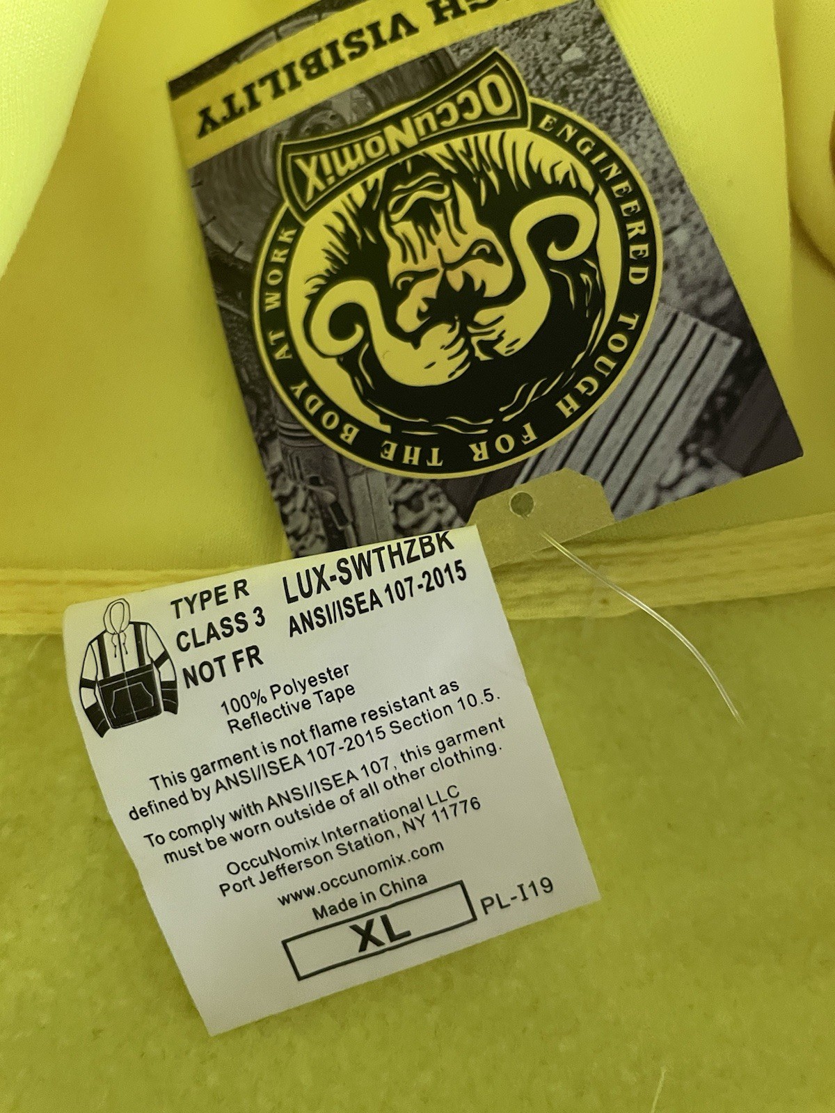 OccuNomix Hi-Vis Yellow/Black Colorblock Reflective Full Zip Hoodie XL